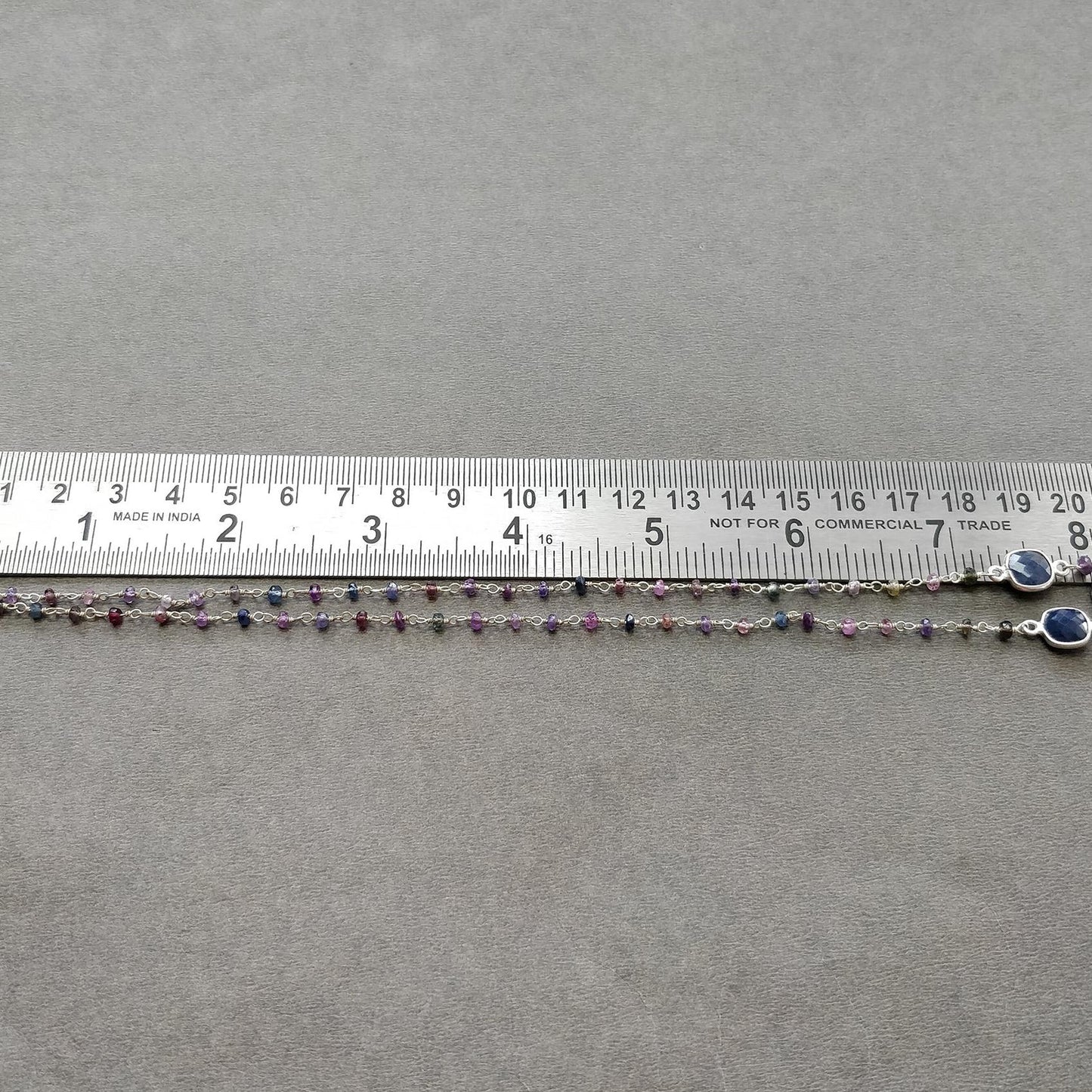 925 Sterling Silver Jewelry : 9.05gms Natural Untreated Blue & Multi SAPPHIRE Gemstone Beads Necklace Drop Dangle Earring Jewelry Set