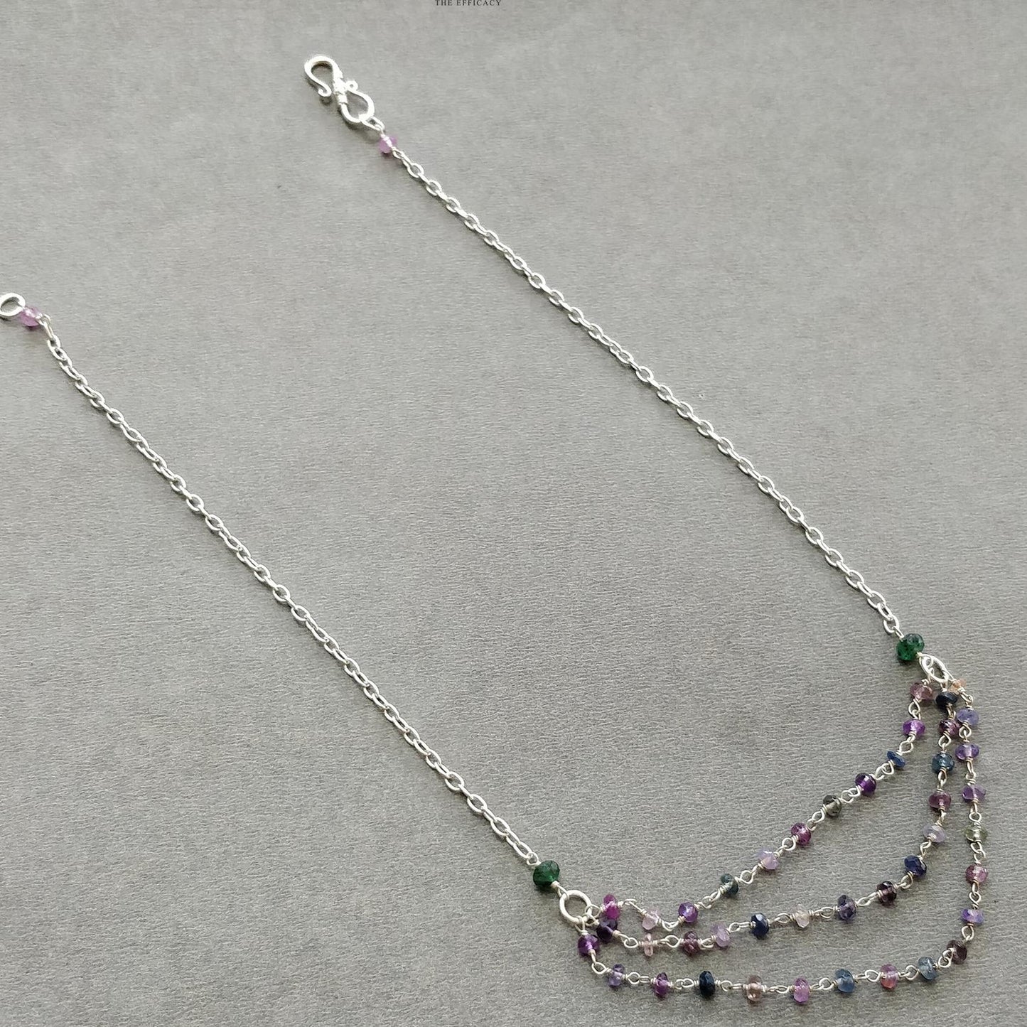 925 Sterling Silver Jewelry : 9.26gms Natural Untreated Blue & Multi SAPPHIRE Gemstone Beads Necklace Drop Dangle Earring Jewelry Set