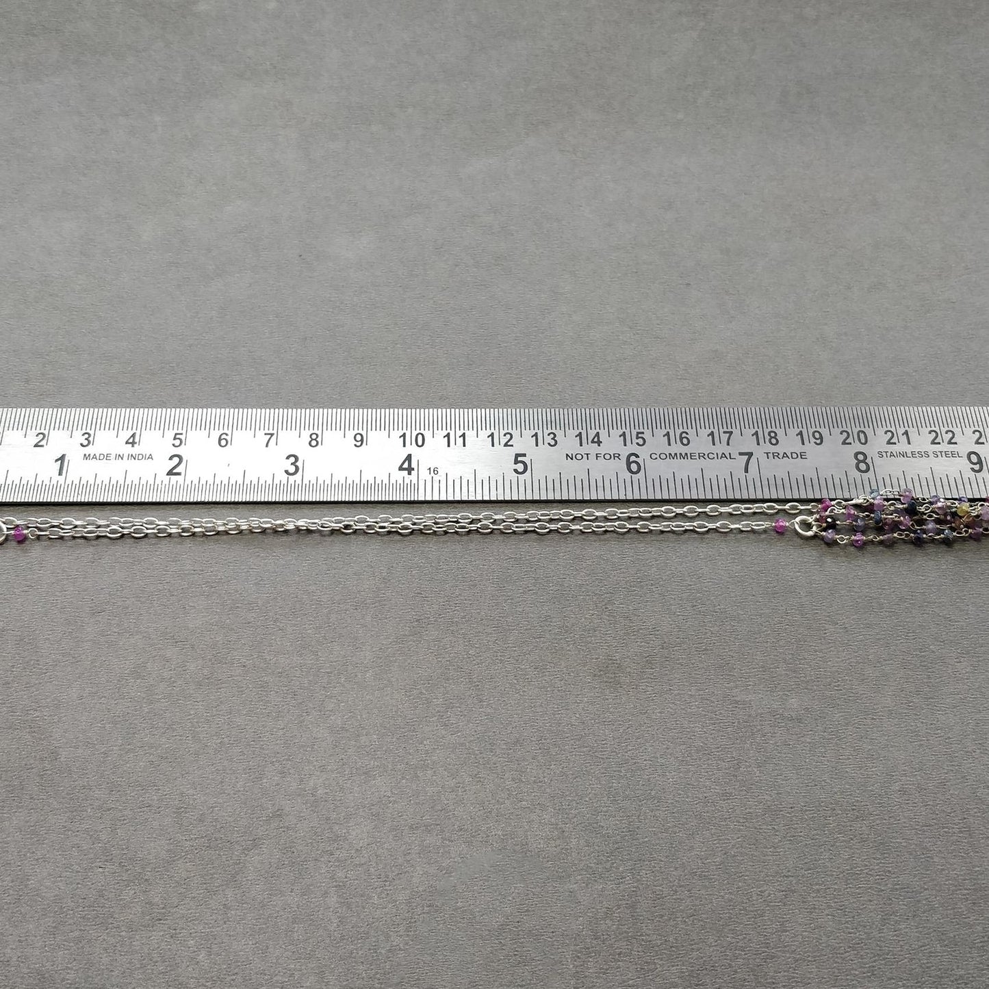 Ruby & Multi Sapphire Gemstone With 925 Sterling Silver Jewelry : 10.68gms Natural Untreated Ruby Round Shape Beaded Earrings Necklace Set