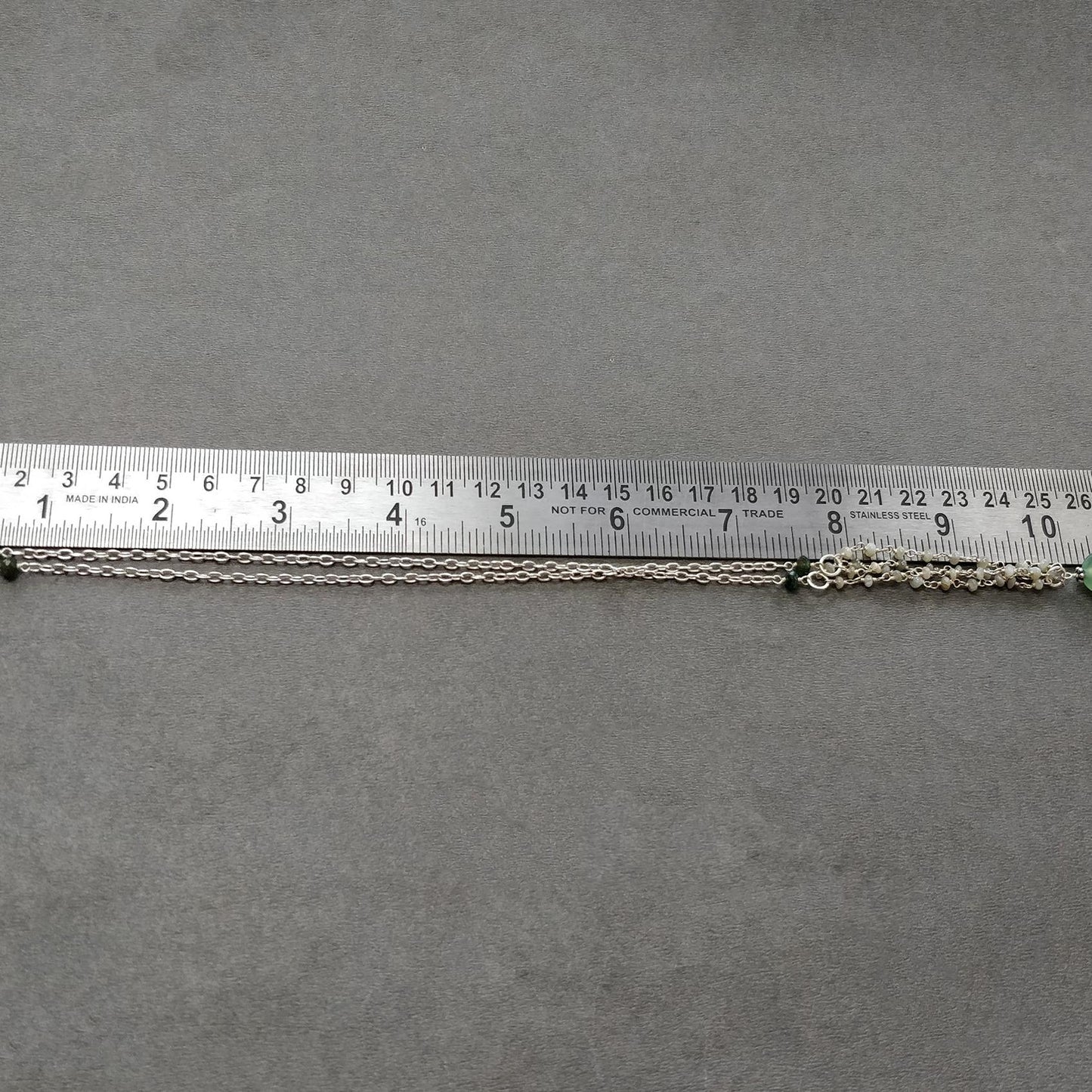 Serpentine & Chrysoberyl Cat's Eye Gemstone With 925 Sterling Silver Jewelry : 14.17gms Natural Round Shape Beaded Earrings Necklace Set