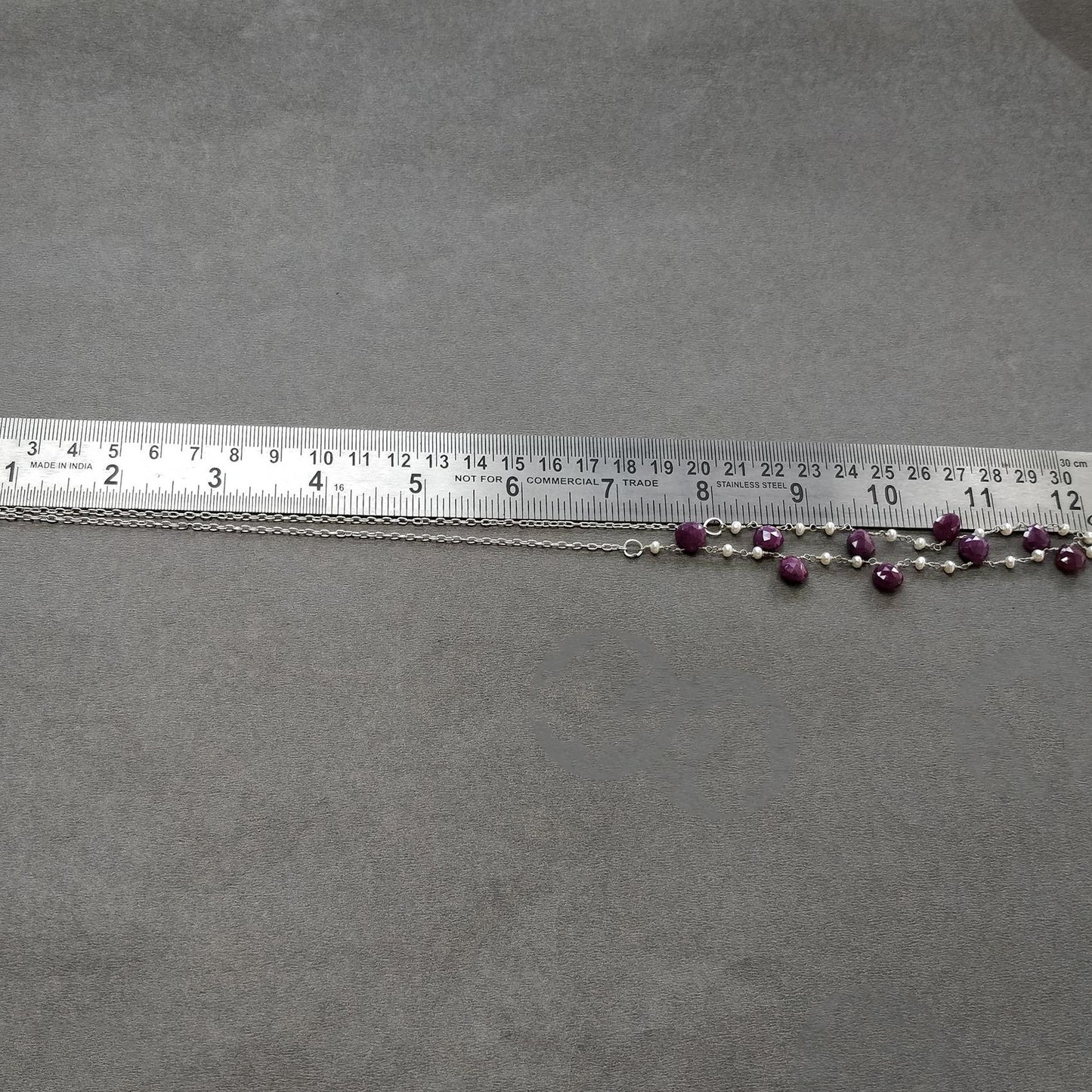 Ruby & Pearl Gemstone With 925 Sterling Silver Jewelry : 16.76gms Natural Untreated Ruby Rose Cut Briolette Beaded Earrings Necklace Set