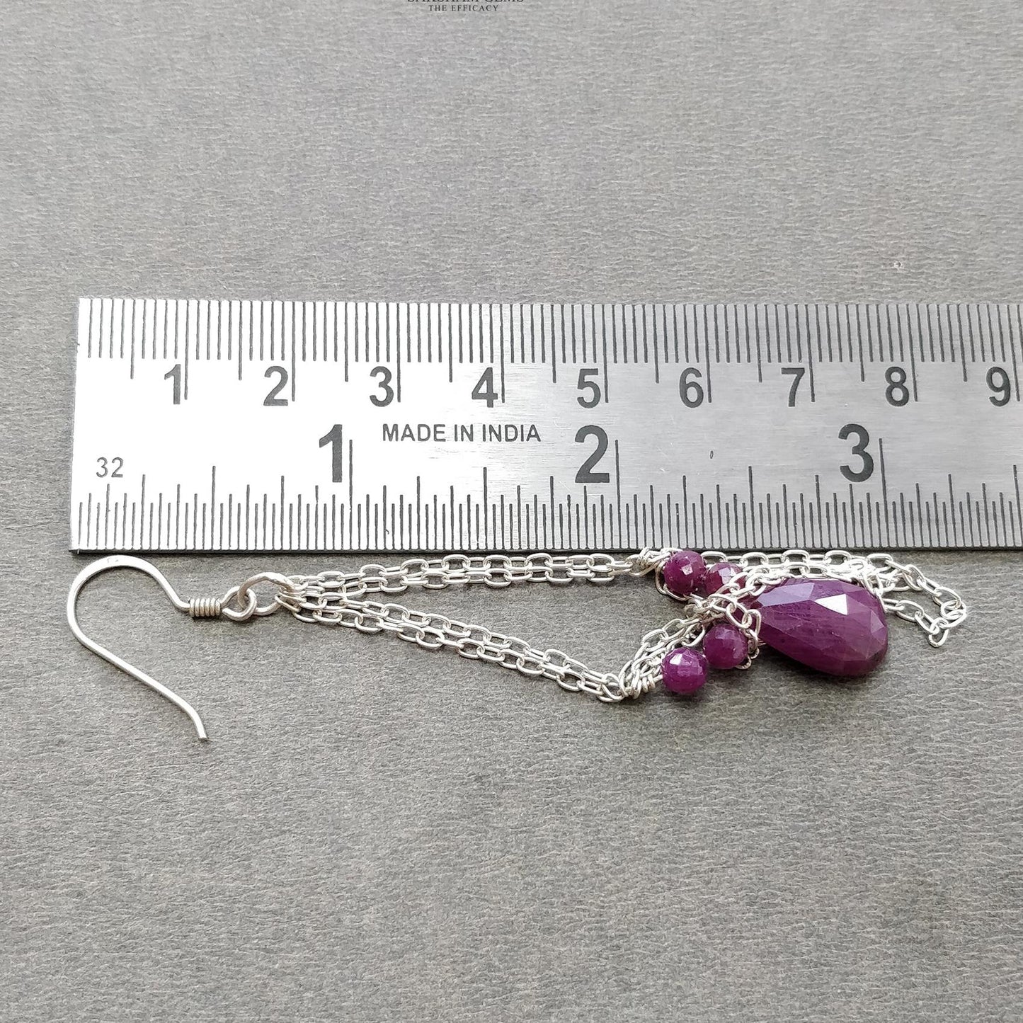 Ruby & Pearl Gemstone With 925 Sterling Silver Jewelry : 16.76gms Natural Untreated Ruby Rose Cut Briolette Beaded Earrings Necklace Set