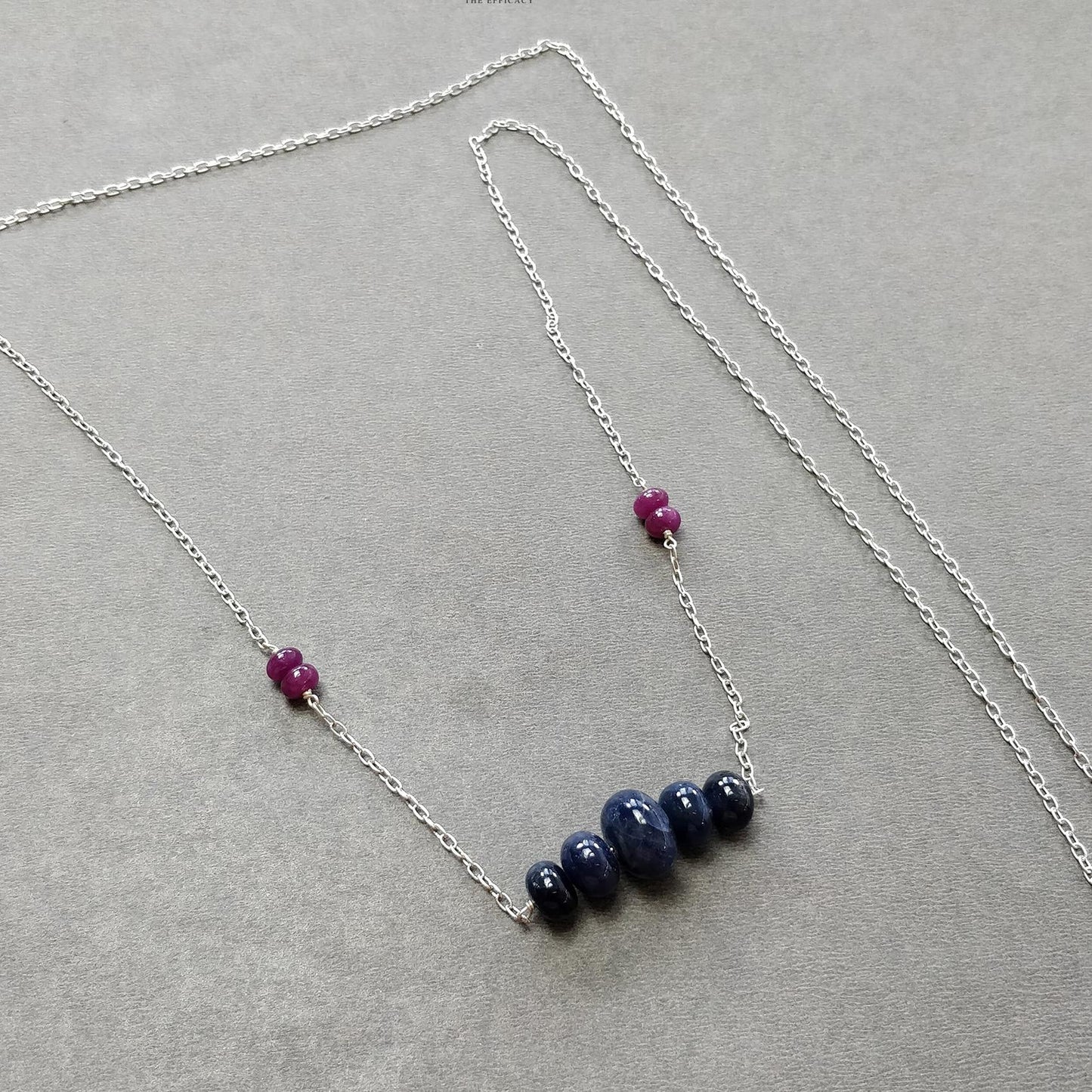 Sapphire & Ruby Beads Necklace And Earring : 26.27gms 925 Silver Natural Untreated Gemstone Beads Necklace Drop Dangle Earring Jewelry Set