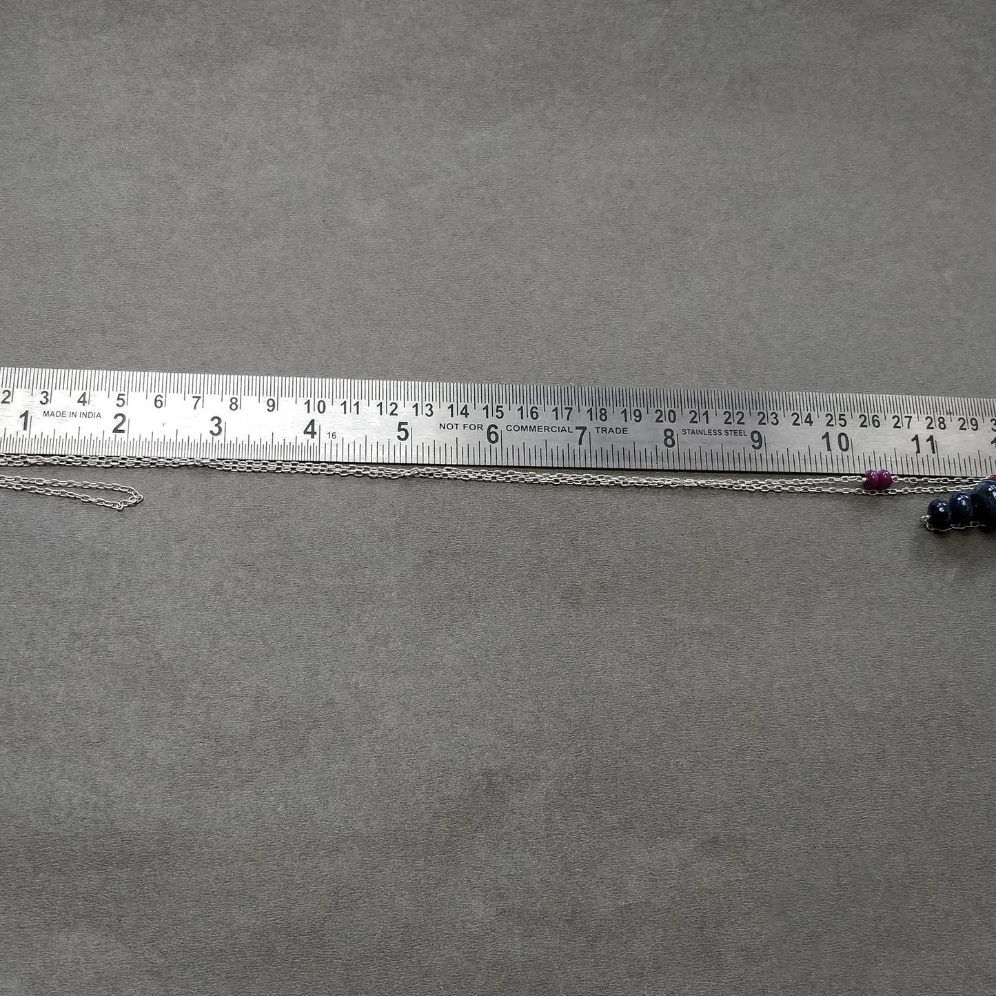 Sapphire & Ruby Beads Necklace And Earring : 26.27gms 925 Silver Natural Untreated Gemstone Beads Necklace Drop Dangle Earring Jewelry Set