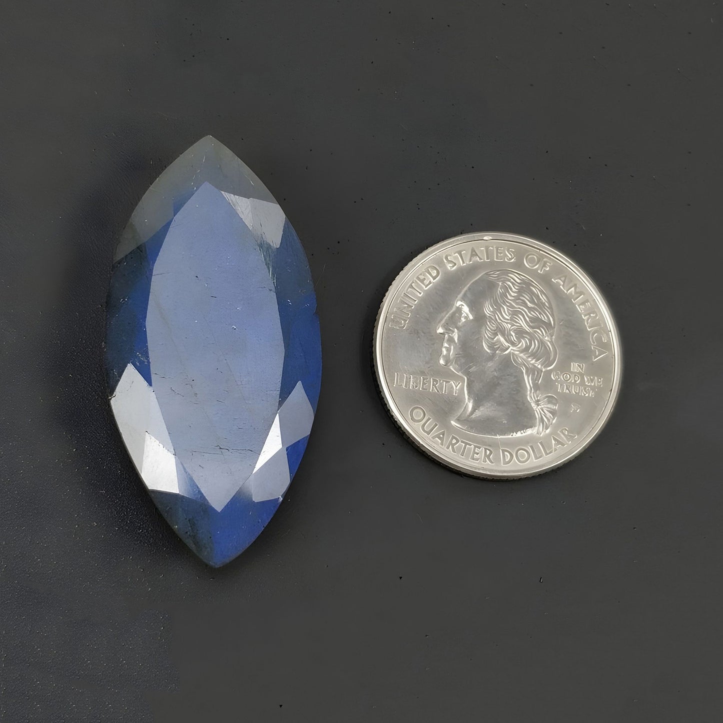 38.40cts Labradorite Gemstone Checker Cut Natural Untreated Marquise Shape