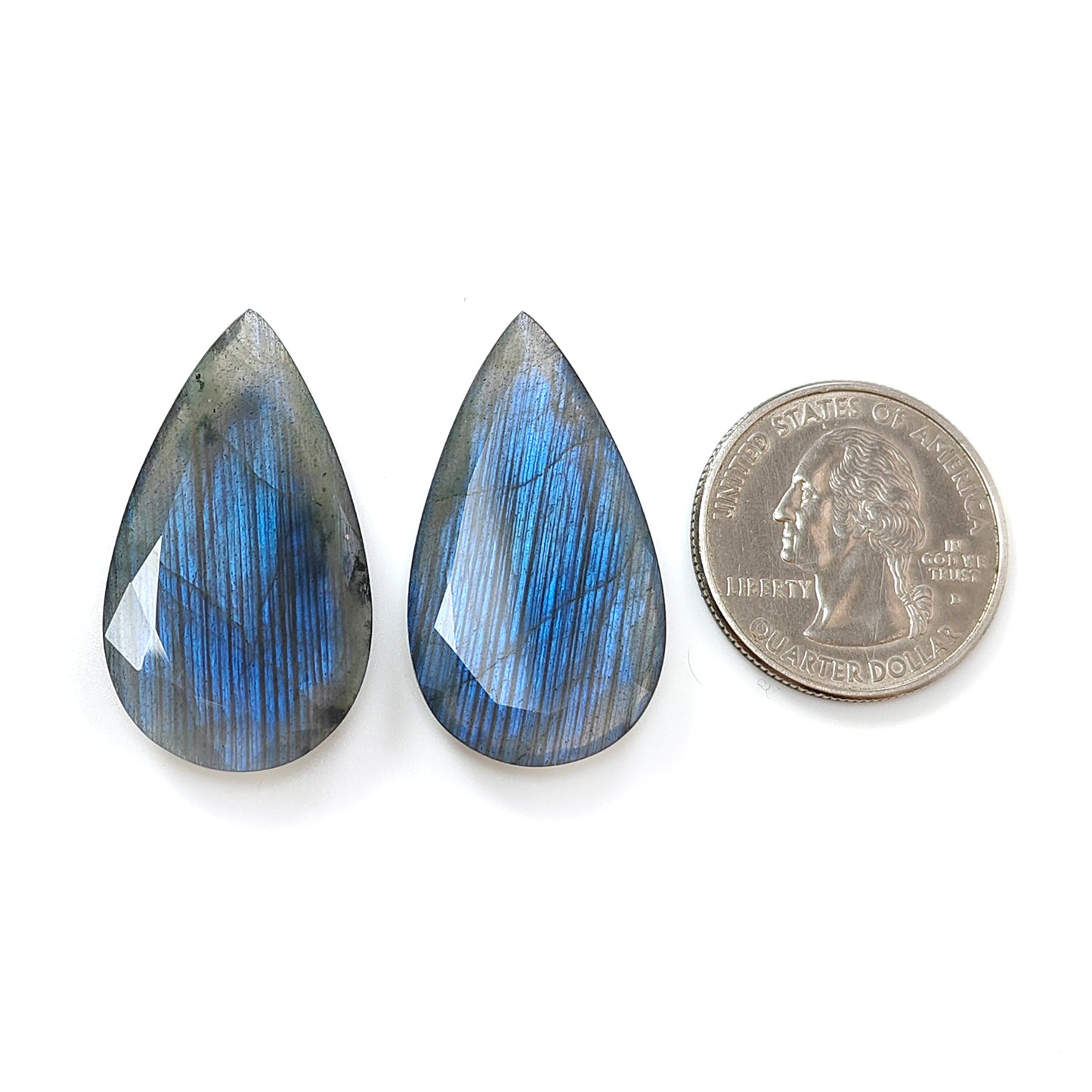 ラブラドライト ペアシェイプ ファセットカット