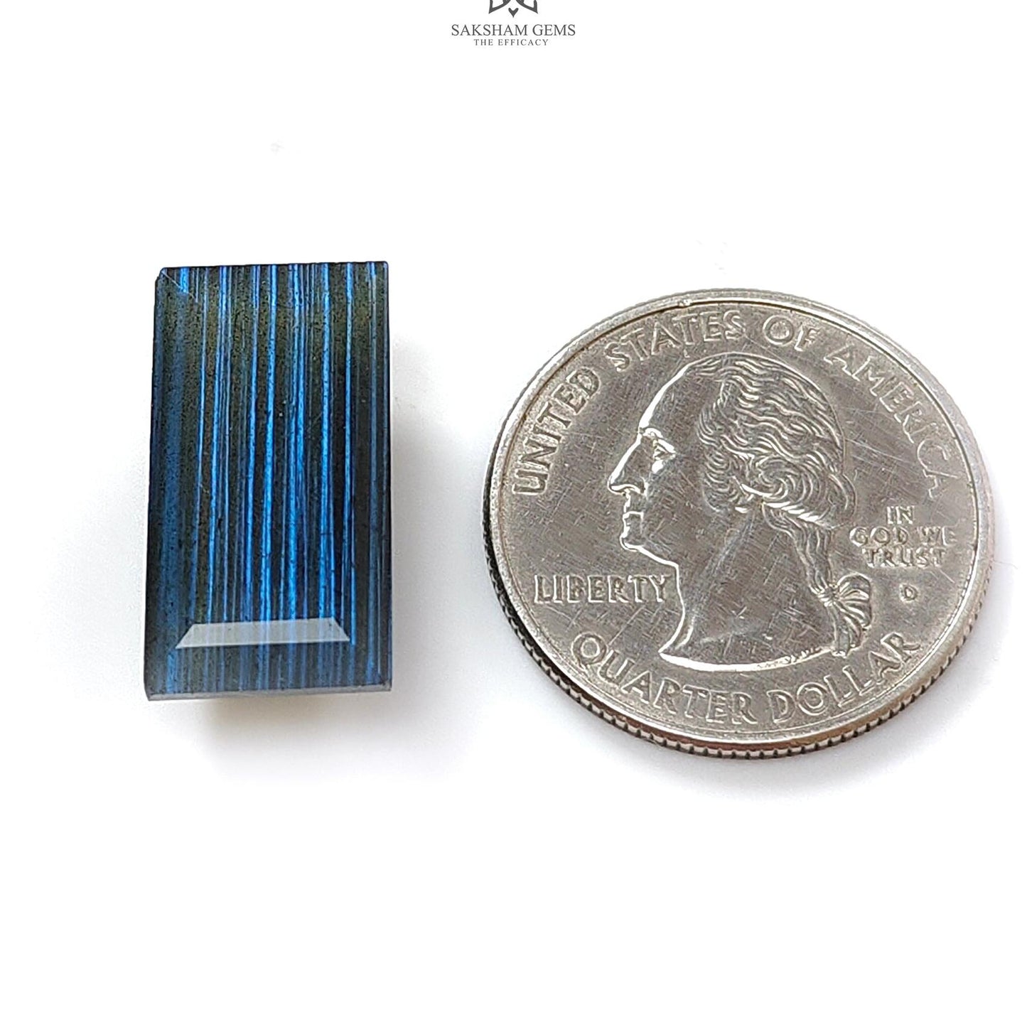 Labradorite Cabochon Fancy Cut : 16.50cts Natural Untreated Unheated Blue Labradorite  Baguette Shape 1pc For Jewelry 21*11mm