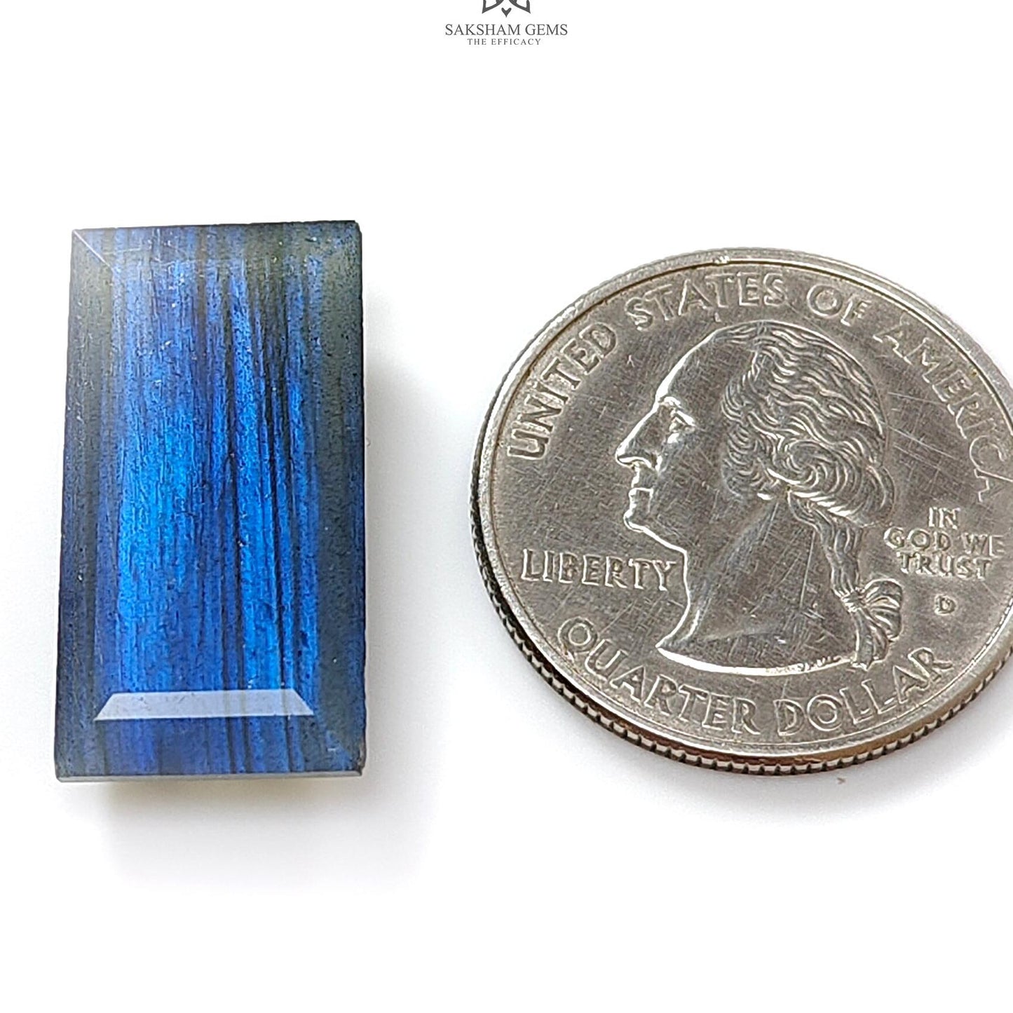 Labradorite Cabochon Fancy Cut : 17.60cts Natural Untreated Unheated Blue Labradorite  Baguette Shape 1pc For Jewelry 24*12mm