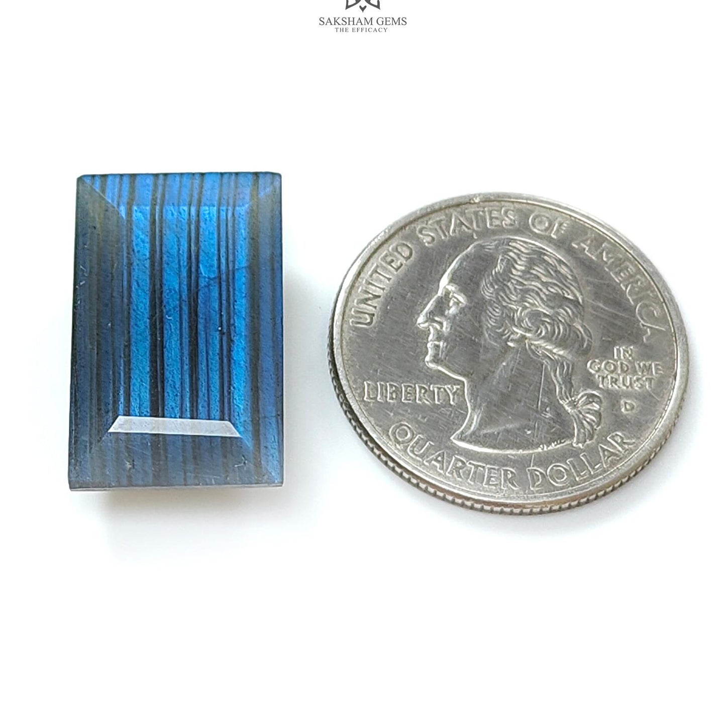 Labradorite Cabochon Fancy Cut : 19.50cts Natural Untreated Unheated Blue Labradorite Baguette Shape 1pc For Jewelry 23*14mm