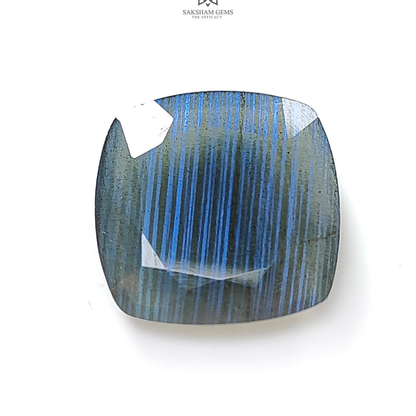 Labradorite Cabochon Fancy Cut : 21.40cts Natural Untreated Unheated Blue Labradorite  Cushion Shape 1pc For Jewelry 21mm