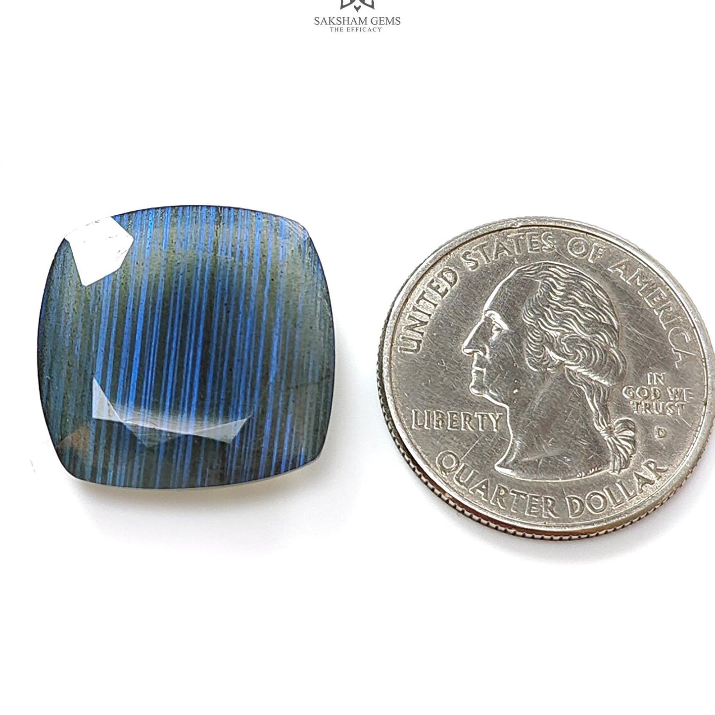Labradorite Cabochon Fancy Cut : 21.40cts Natural Untreated Unheated Blue Labradorite  Cushion Shape 1pc For Jewelry 21mm