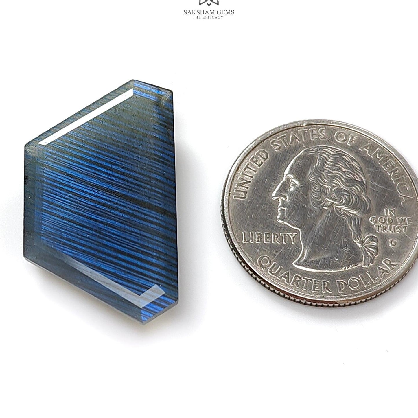 Labradorite Cabochon Fancy Cut : 23.30cts Natural Untreated Unheated Blue Labradorite Trapezium Shape 1pc For Jewelry 31*18mm