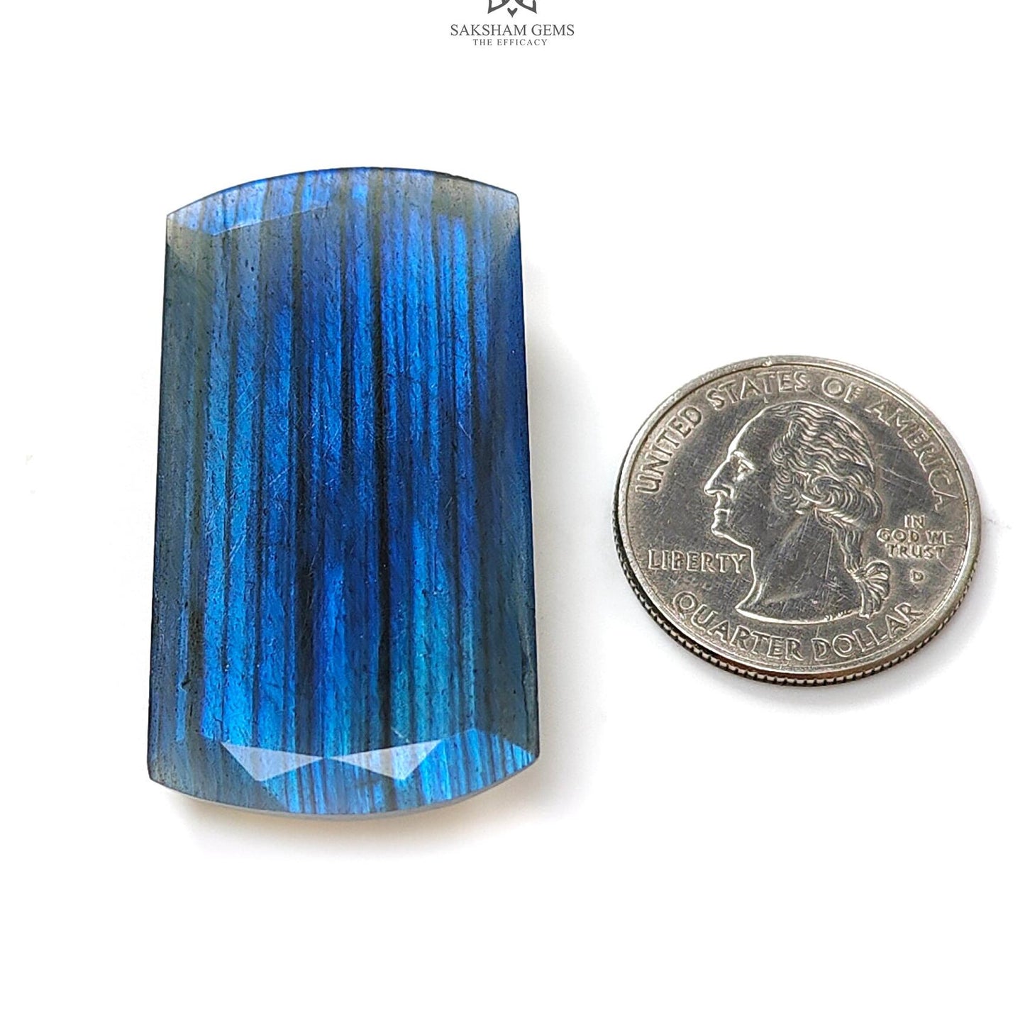 Labradorite Cabochon Fancy Cut: 78.20cts Natural Untreated Unheated Blue Labradorite Baguette Shape 1pc For Jewelry 46*24mm