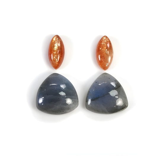 labradorite, sunstone cabochon