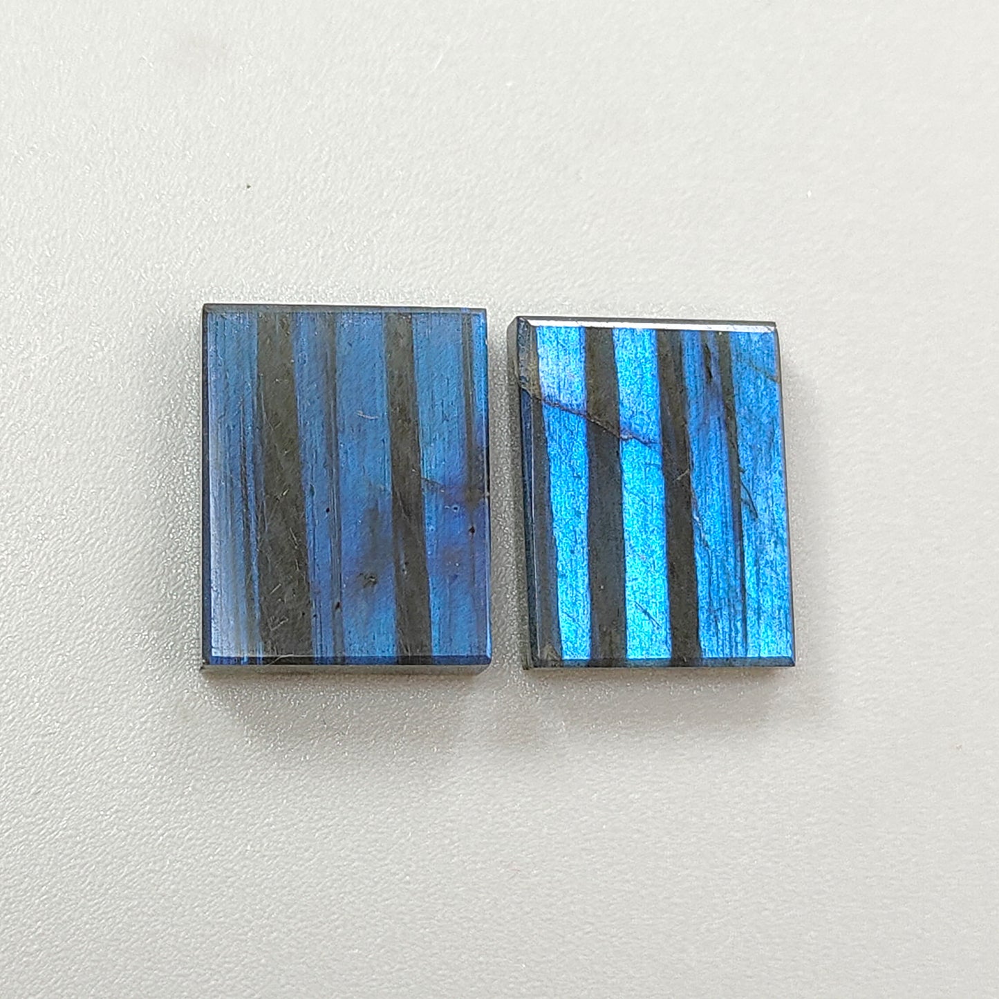 25.40cts Natural Labradorite Gemstone Flat Slices Bi-Color Baguette Shape Pair