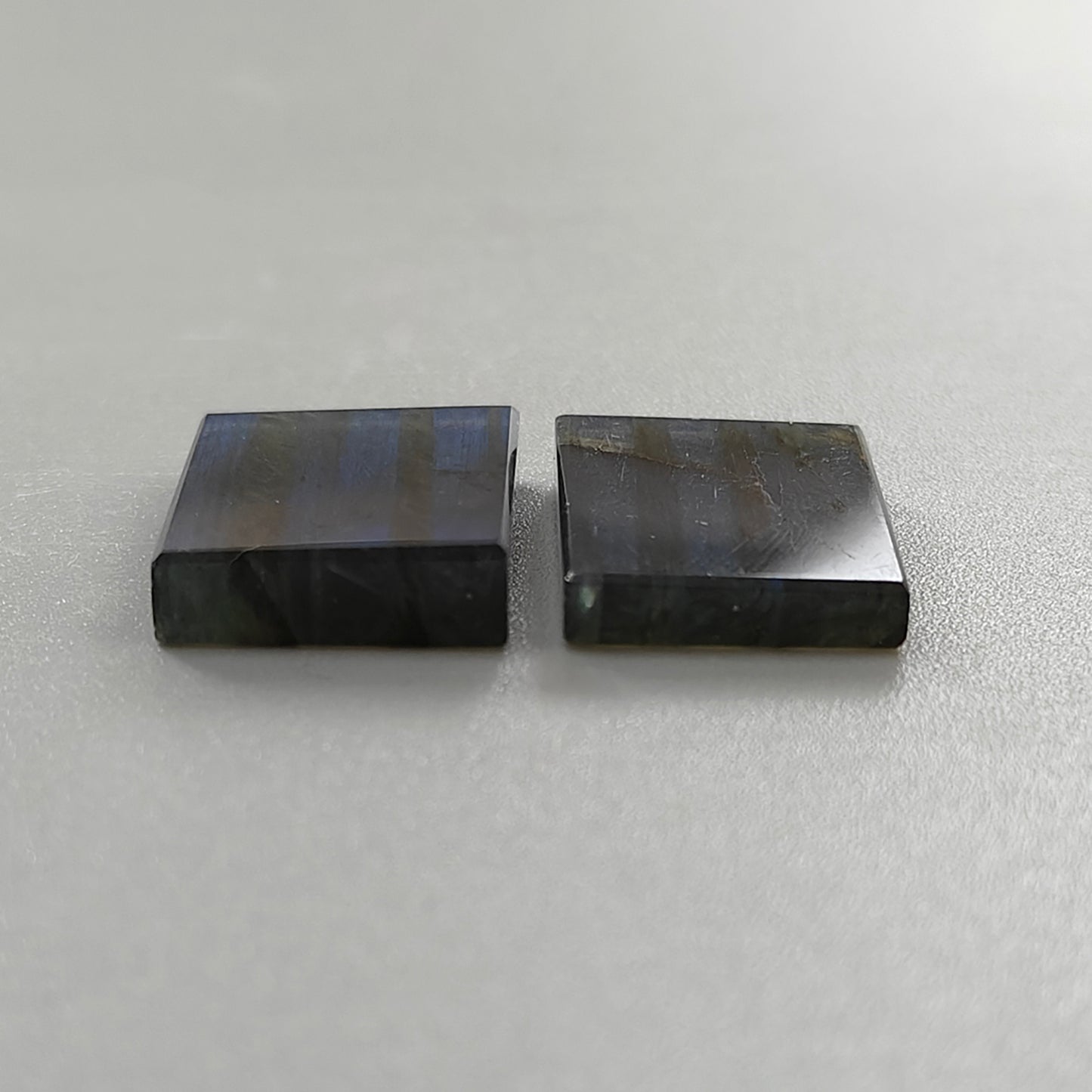25.40cts Natural Labradorite Gemstone Flat Slices Bi-Color Baguette Shape Pair