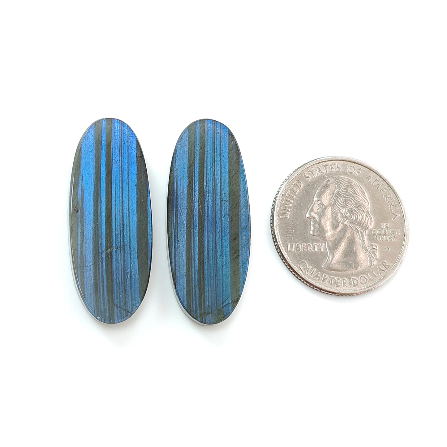 41.40cts Natural Labradorite Gemstone Flat Slices Bi-Color Oval Shape Pair