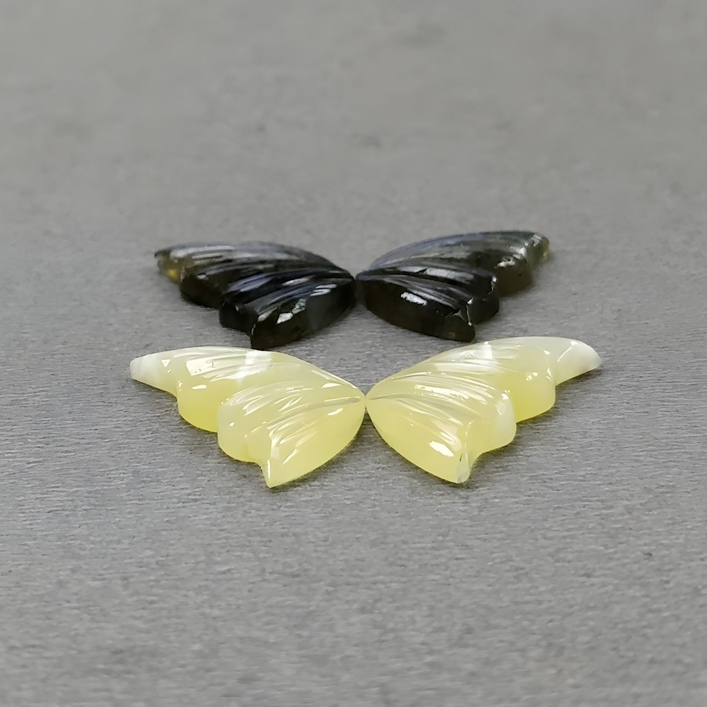 19.85cts Labradorite, Opal Gemstone Carving Natural Untreated Butterfly Shape 4pcs