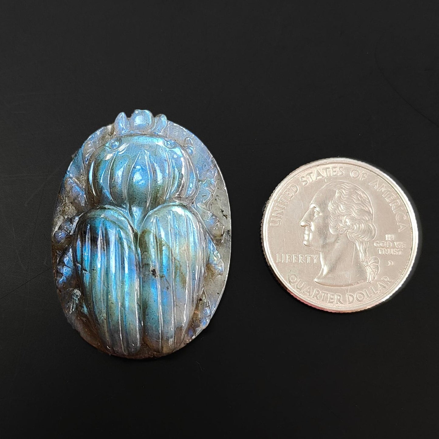 Labradorite Gemstone Carving : Natural Untreated Unheated Labradorite Hand Carved Scarabs 1pcs Set