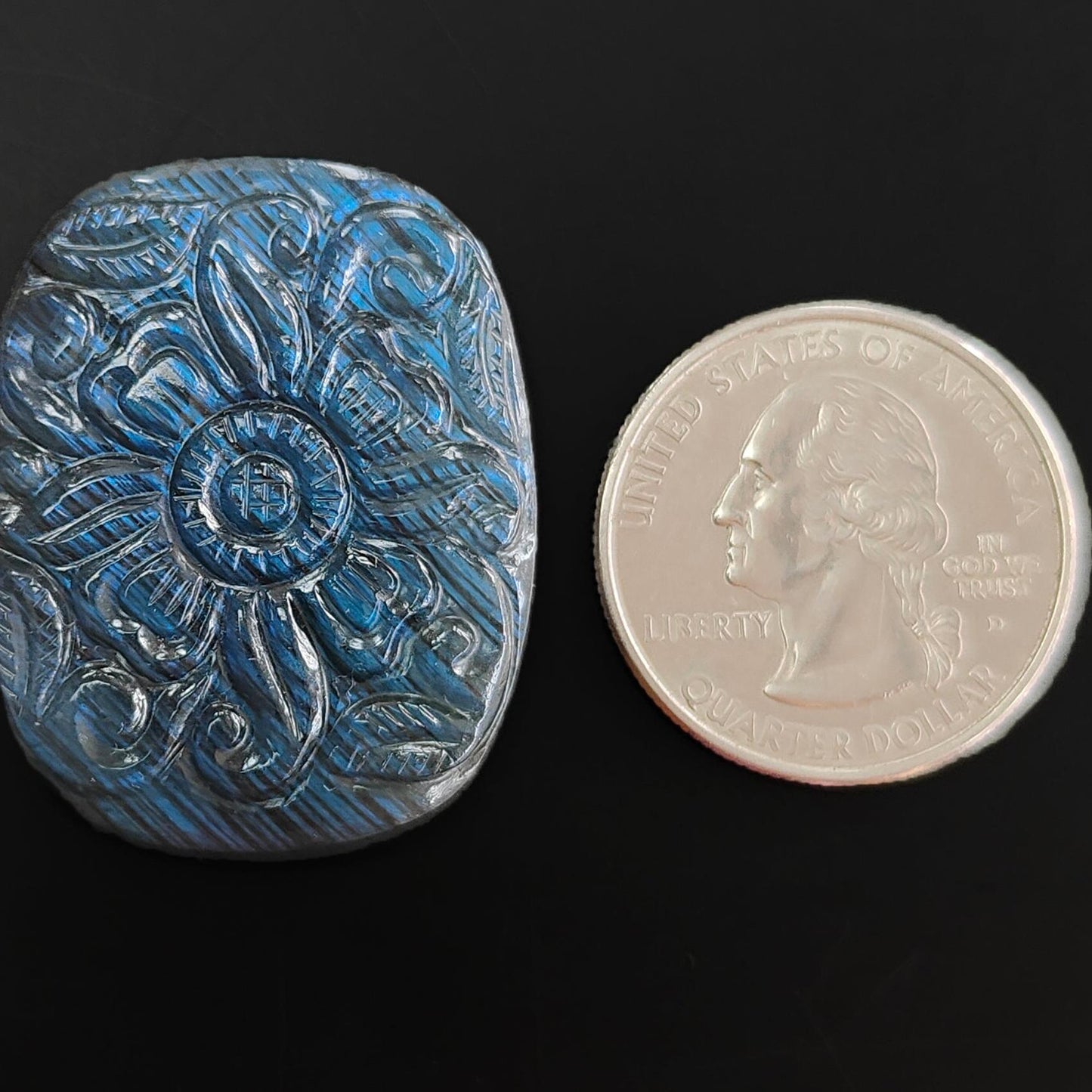 Labradorite Gemstone Carving : Natural Untreated Unheated Labradorite Hand Carved Cushion Carving 1 pcs Set