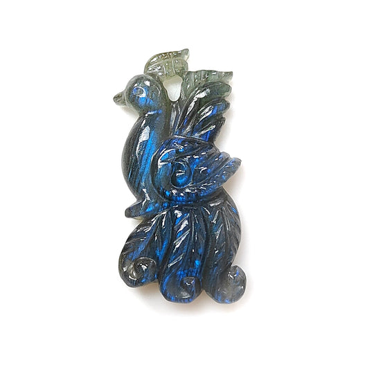 Blue Labradorite Peacock Carving