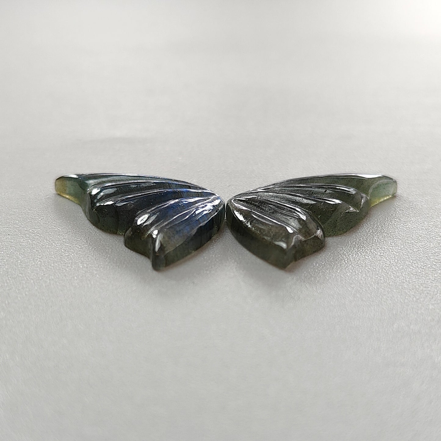 15.40cts Natural Untreated Labradorite Carving Butterfly Pair For Jewelry 24*13mm
