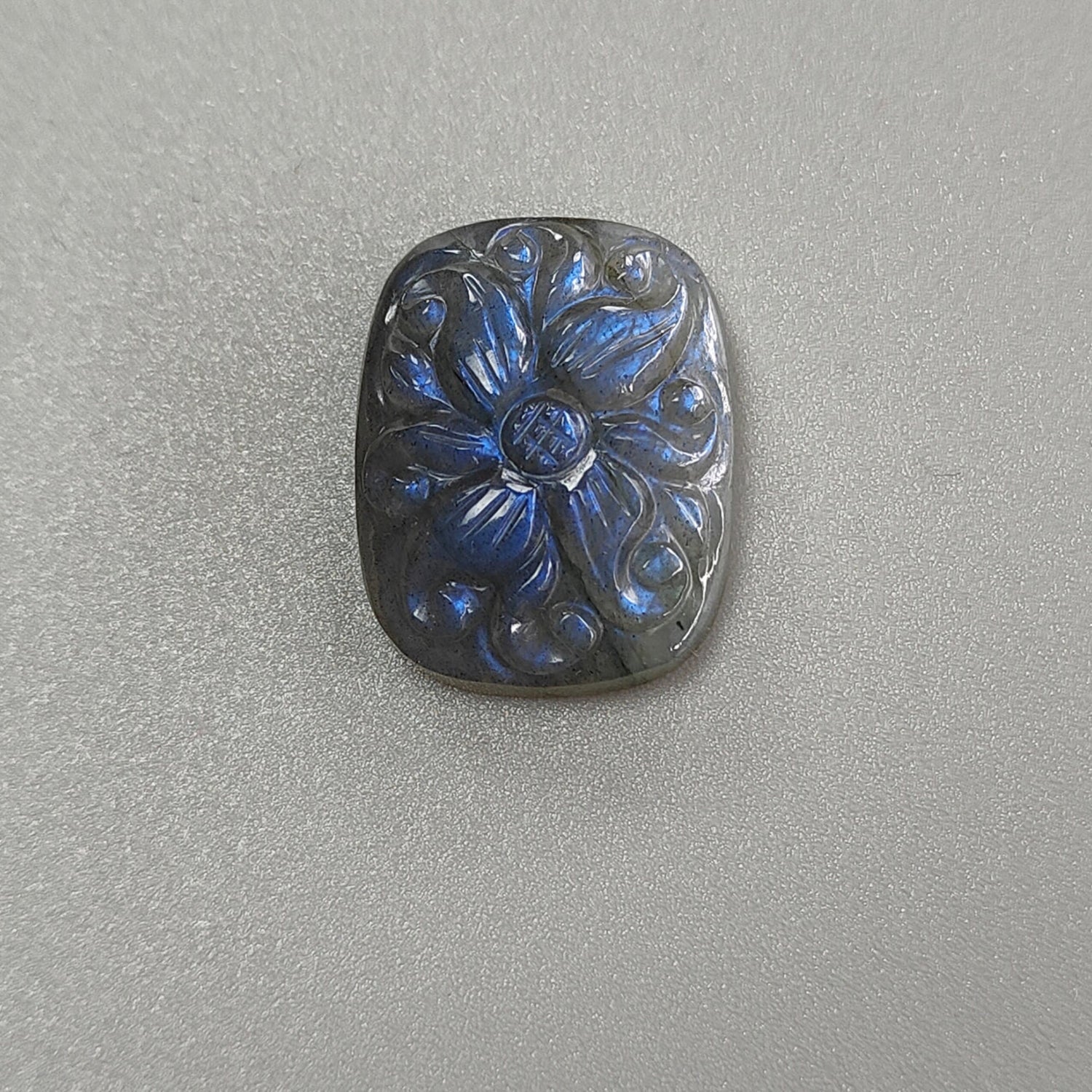 Blue Labradorite Cushion Carving