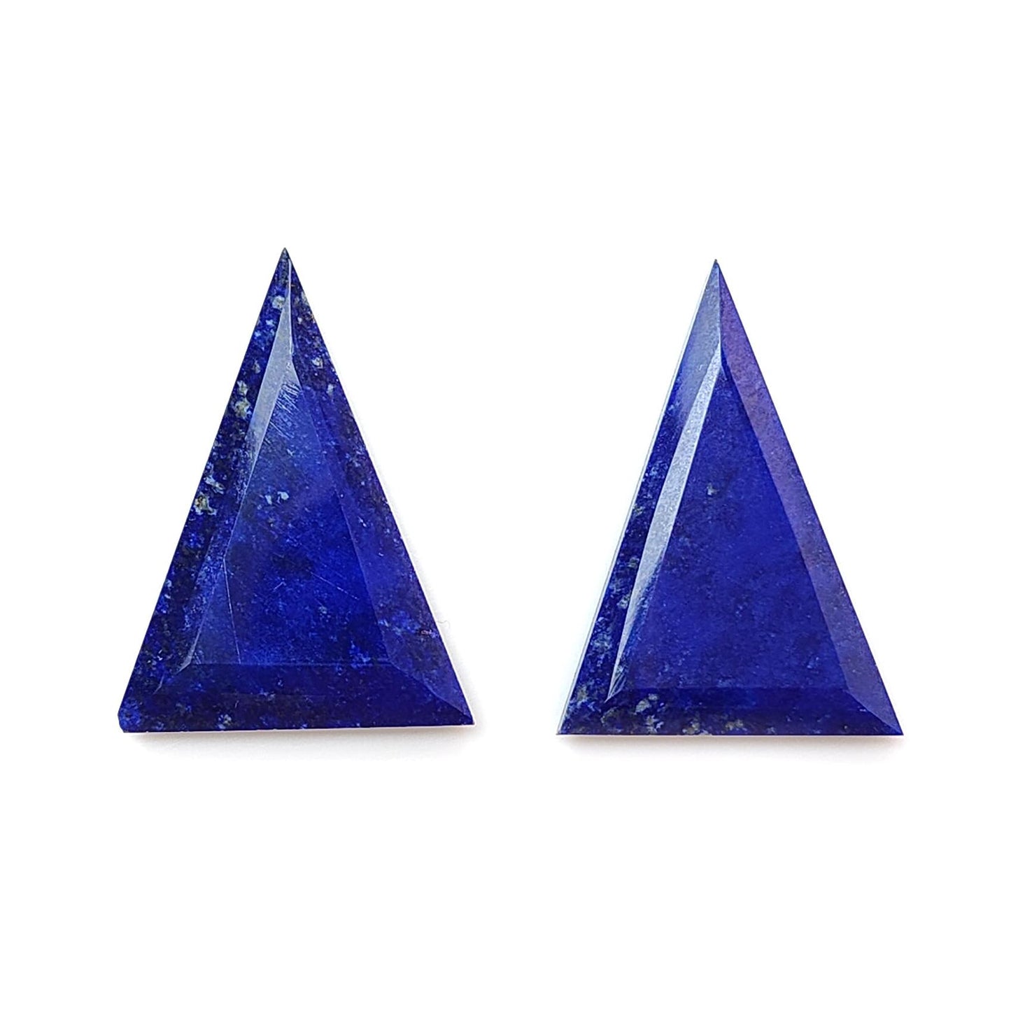 Lapis Lazuli Gemstone Faceted Cut: 23.90cts Natural Untreated Blue Lapis Lazuli Triangle Shape 29.5*22mm Pair September Birthstone