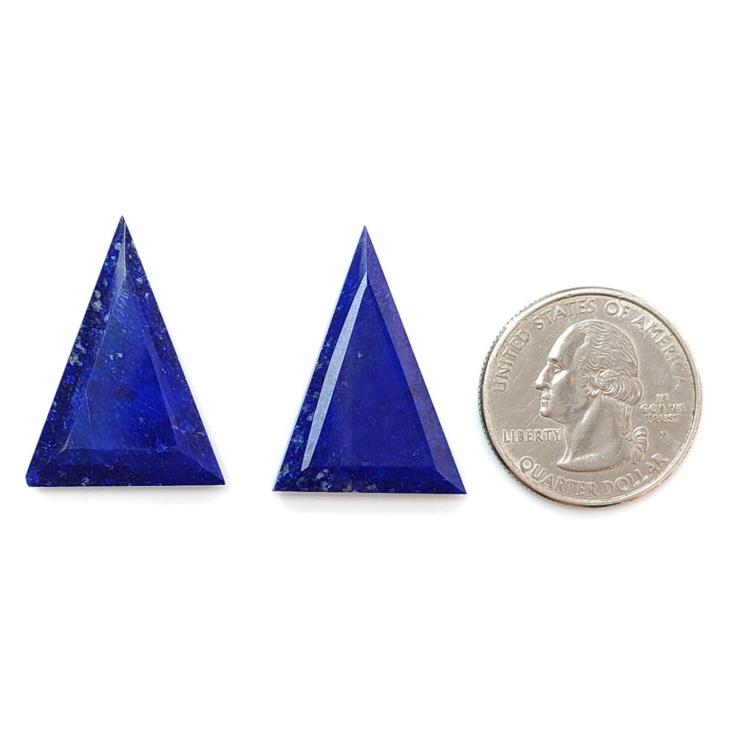 Lapis Lazuli Gemstone Faceted Cut: 23.90cts Natural Untreated Blue Lapis Lazuli Triangle Shape 29.5*22mm Pair September Birthstone