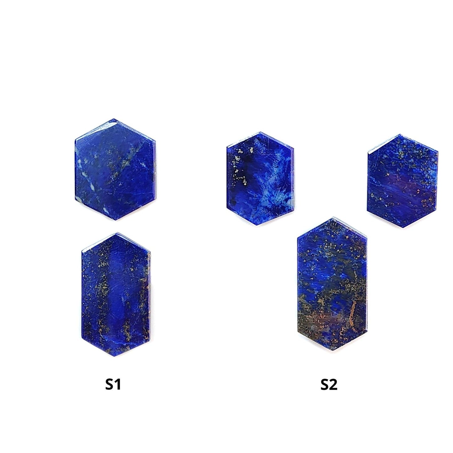 Lapis Lazuli Gemstone Flat Slices: Natural Untreated Blue Lapis Lazuli Hexagon Shape 2pcs, 3pcs Set for Jewelry September Birthstone