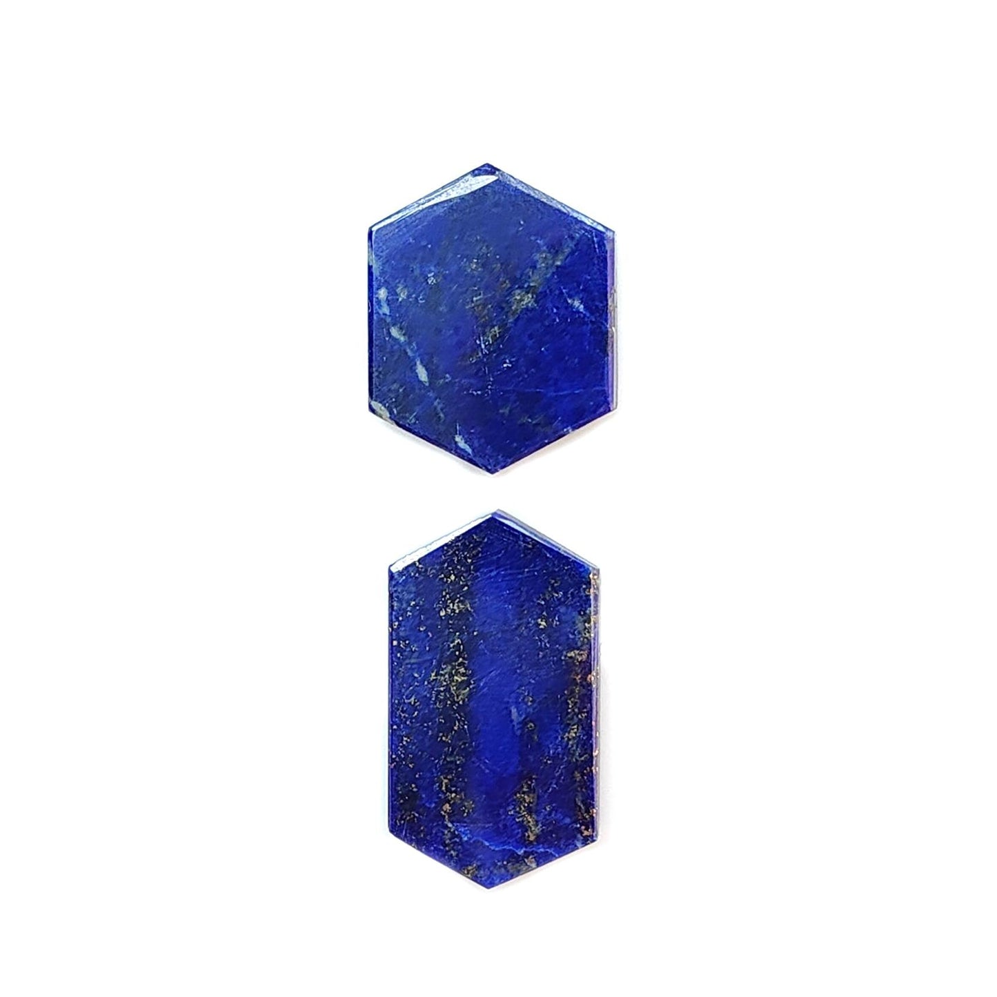 Lapis Lazuli Gemstone Flat Slices: Natural Untreated Blue Lapis Lazuli Hexagon Shape 2pcs, 3pcs Set for Jewelry September Birthstone