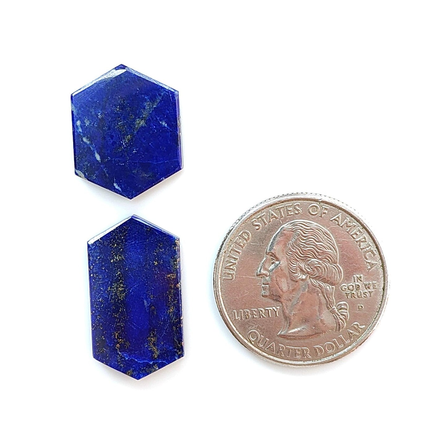 Lapis Lazuli Gemstone Flat Slices: Natural Untreated Blue Lapis Lazuli Hexagon Shape 2pcs, 3pcs Set for Jewelry September Birthstone