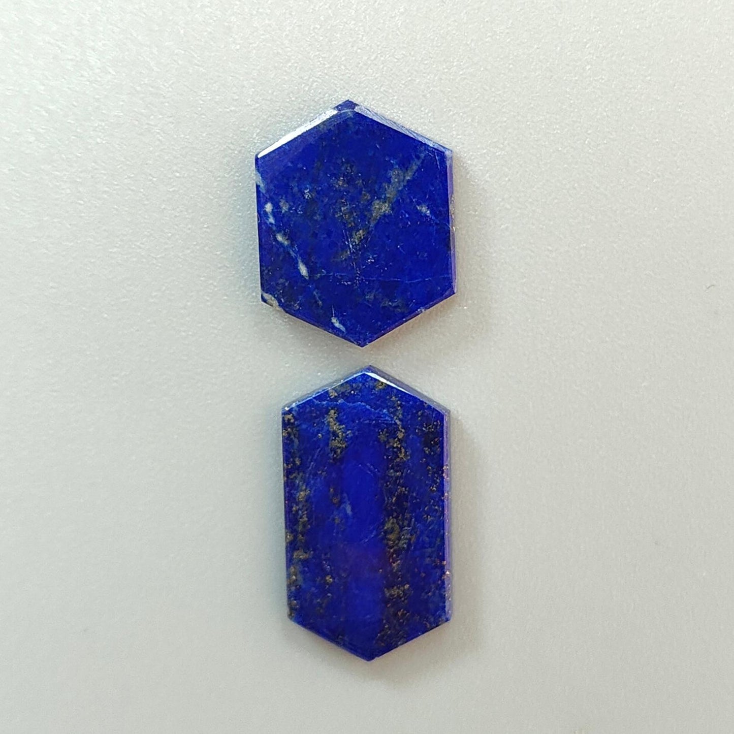 Lapis Lazuli Gemstone Flat Slices: Natural Untreated Blue Lapis Lazuli Hexagon Shape 2pcs, 3pcs Set for Jewelry September Birthstone