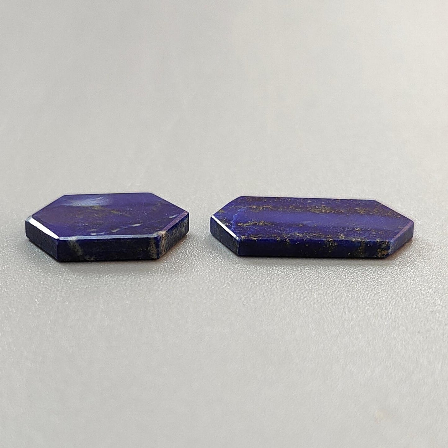 Lapis Lazuli Gemstone Flat Slices: Natural Untreated Blue Lapis Lazuli Hexagon Shape 2pcs, 3pcs Set for Jewelry September Birthstone