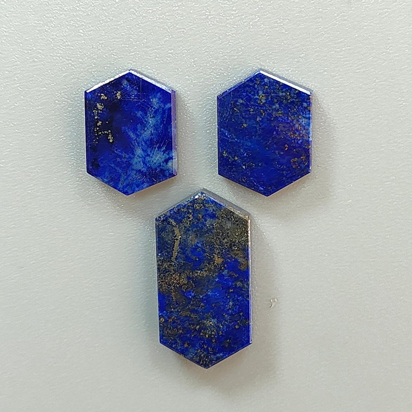 Lapis Lazuli Gemstone Flat Slices: Natural Untreated Blue Lapis Lazuli Hexagon Shape 2pcs, 3pcs Set for Jewelry September Birthstone