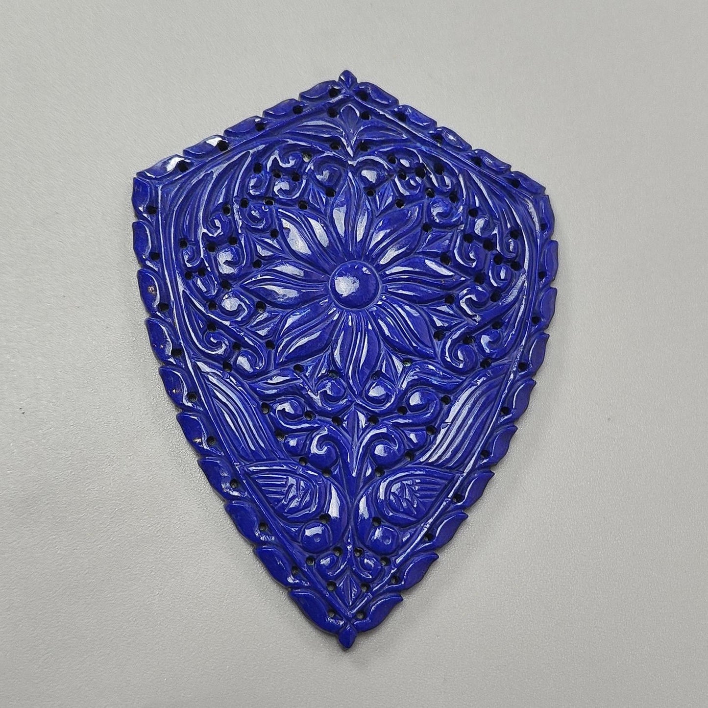 141.00cts Untreated Lapis Lazuli Hand Carved Fancy Shape 80*58mm