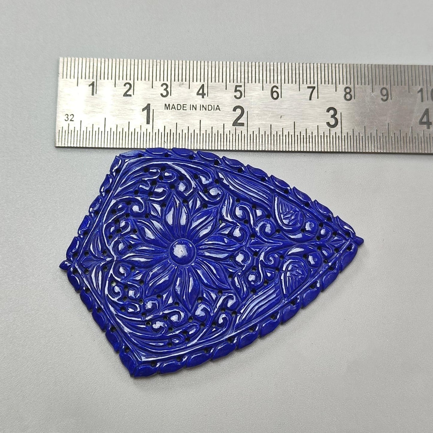141.00cts Untreated Lapis Lazuli Hand Carved Fancy Shape 80*58mm