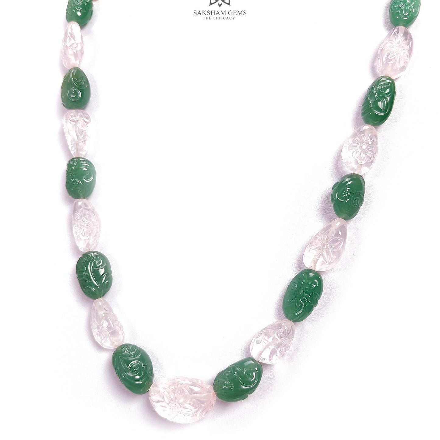 Green & Pink Rose Quartz Loose Beads: 614.90cts Natural Untreated Quartz Fancy Hand Carved Beads 14*12mm - 39*29mm 22"