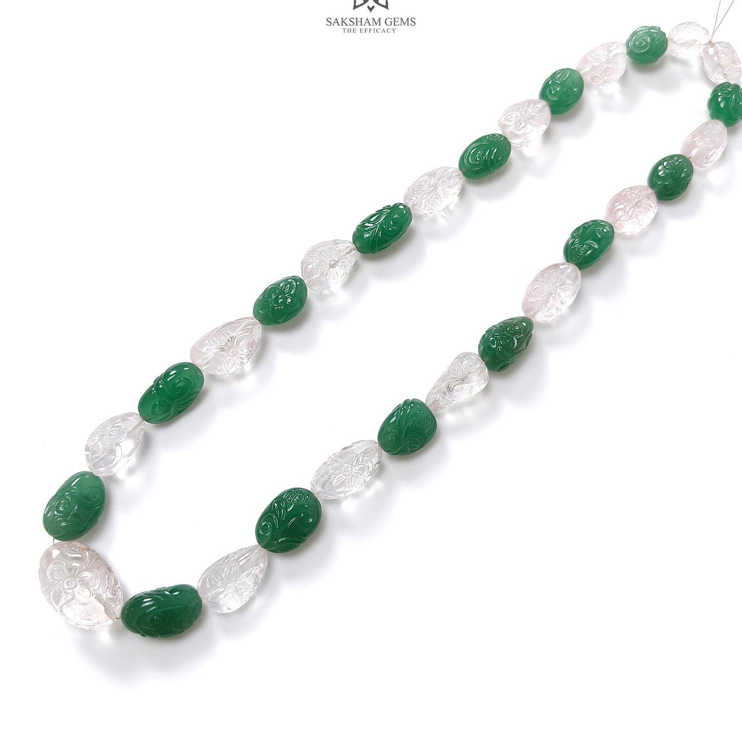 Green & Pink Rose Quartz Loose Beads: 614.90cts Natural Untreated Quartz Fancy Hand Carved Beads 14*12mm - 39*29mm 22"