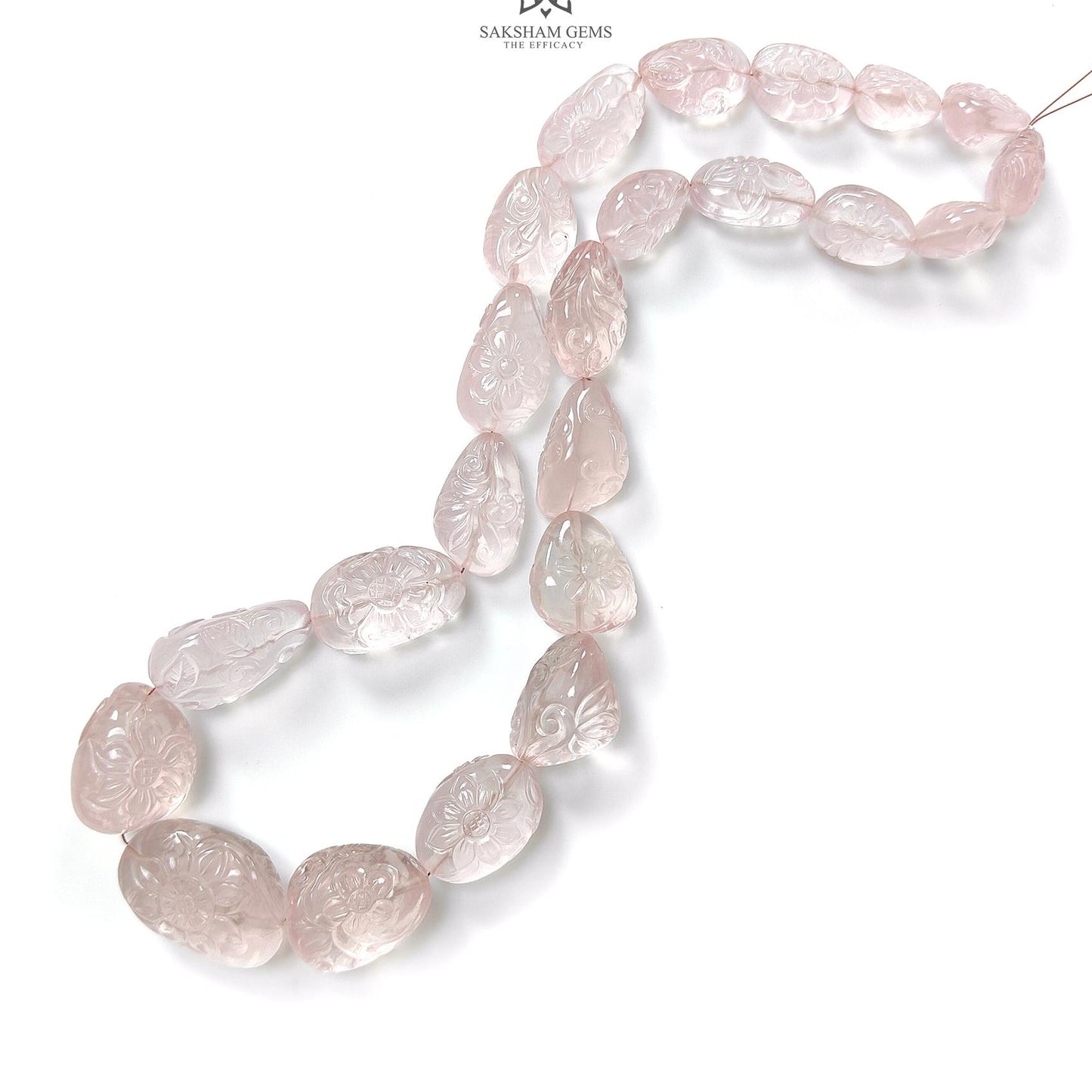 Pink Rose Quartz Loose Beads: 660.00cts Natural Untreated Quartz Fancy Shape Hand Carved Beads 15.5*12.5mm - 31*22mm 20"
