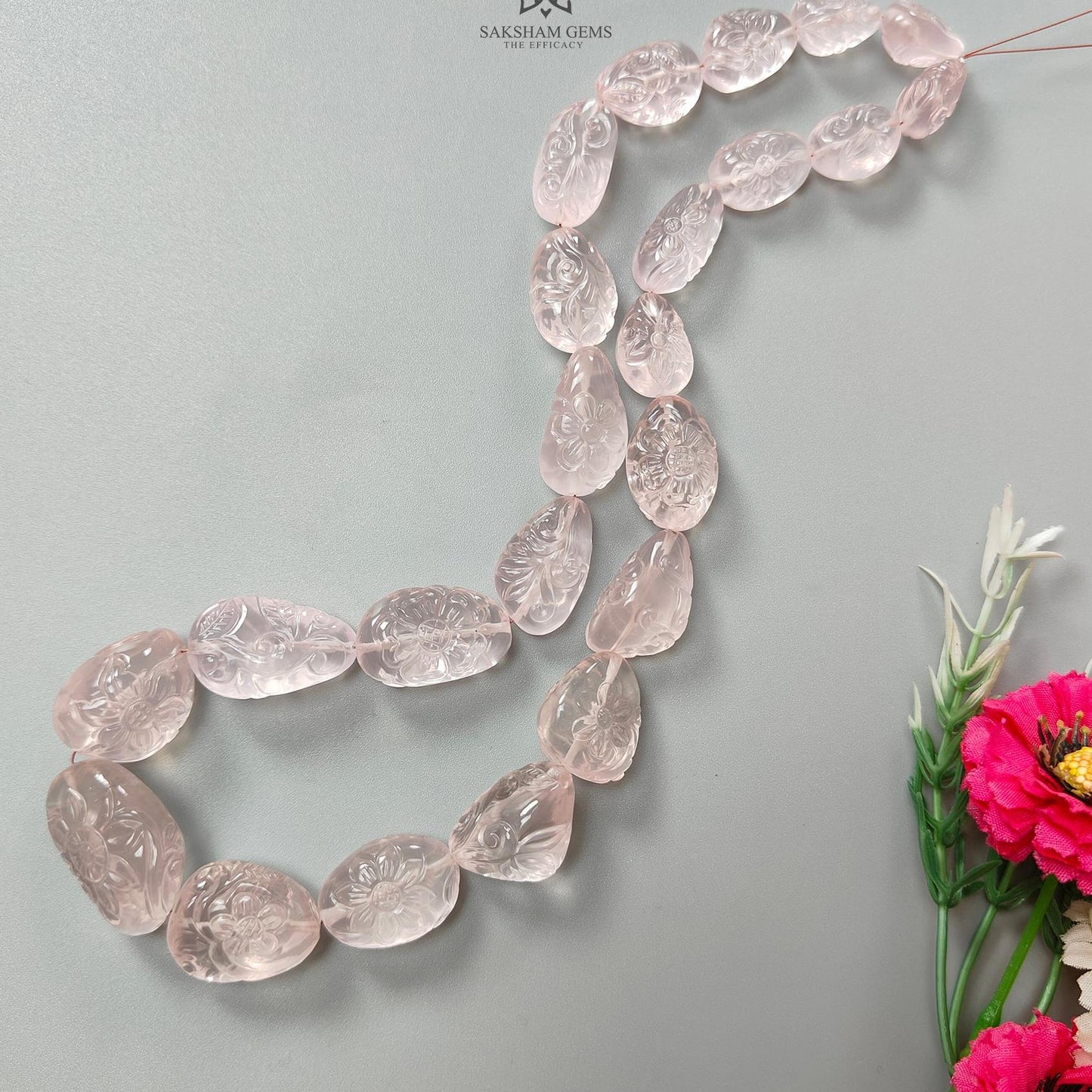 Pink Rose Quartz Loose Beads: 660.00cts Natural Untreated Quartz Fancy Shape Hand Carved Beads 15.5*12.5mm - 31*22mm 20"