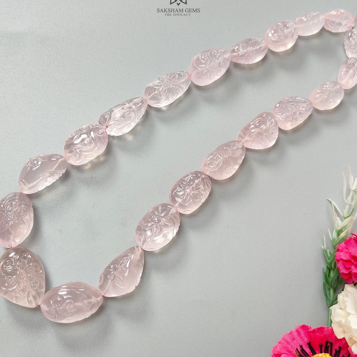 Pink Rose Quartz Loose Beads: 800.60cts Natural Untreated Quartz Fancy Shape Hand Carved Beads 17*13mm - 30.5*23mm 20"