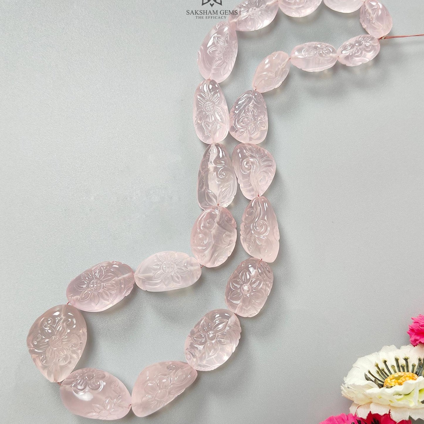 Pink Rose Quartz Loose Beads: 800.60cts Natural Untreated Quartz Fancy Shape Hand Carved Beads 17*13mm - 30.5*23mm 20"