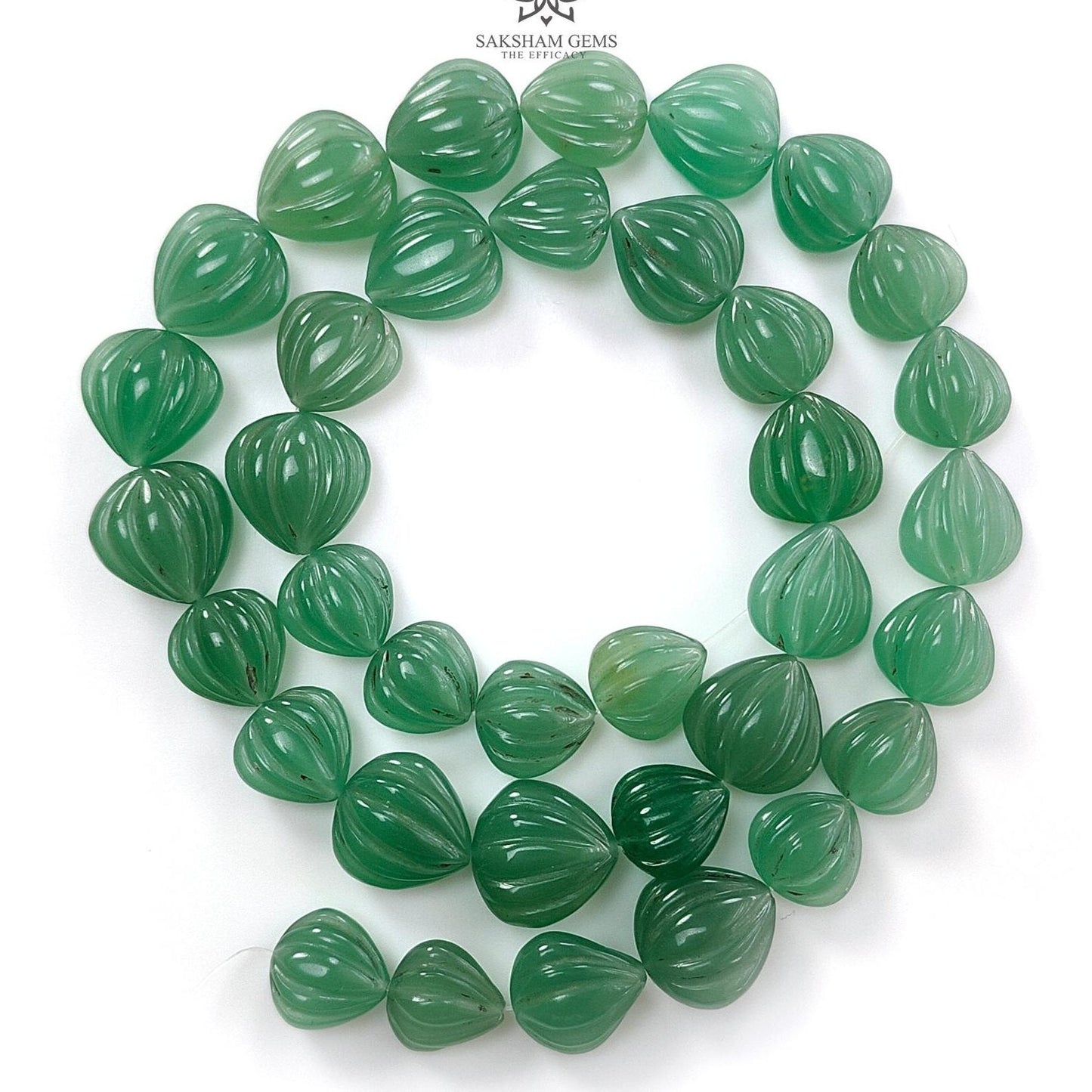 Green Quartz Carving Loose Beads 164.60cts