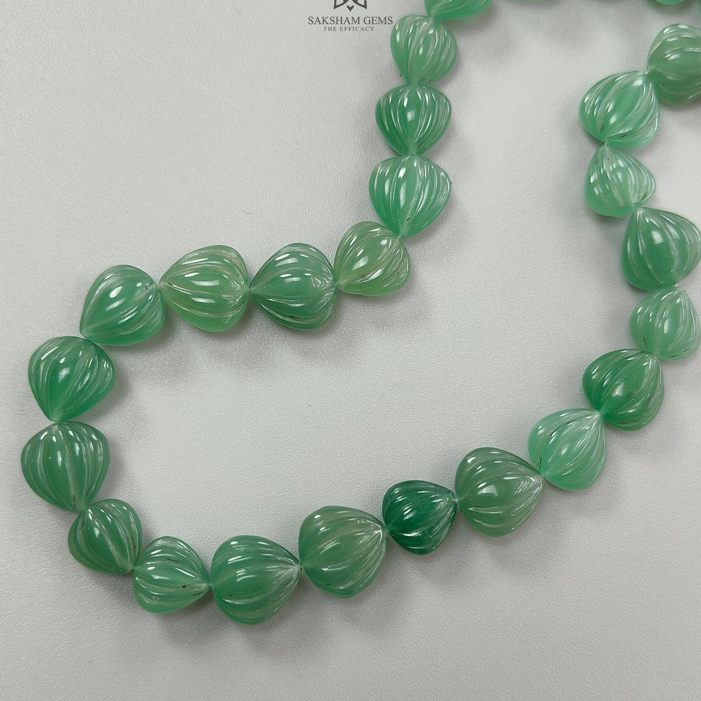 Green Quartz Carving Loose Beads: 164.60cts Natural Untreated Quartz Gemstone Heart Shape Both Side Hand Carved For Jewelry 10mm - 12mm 15"