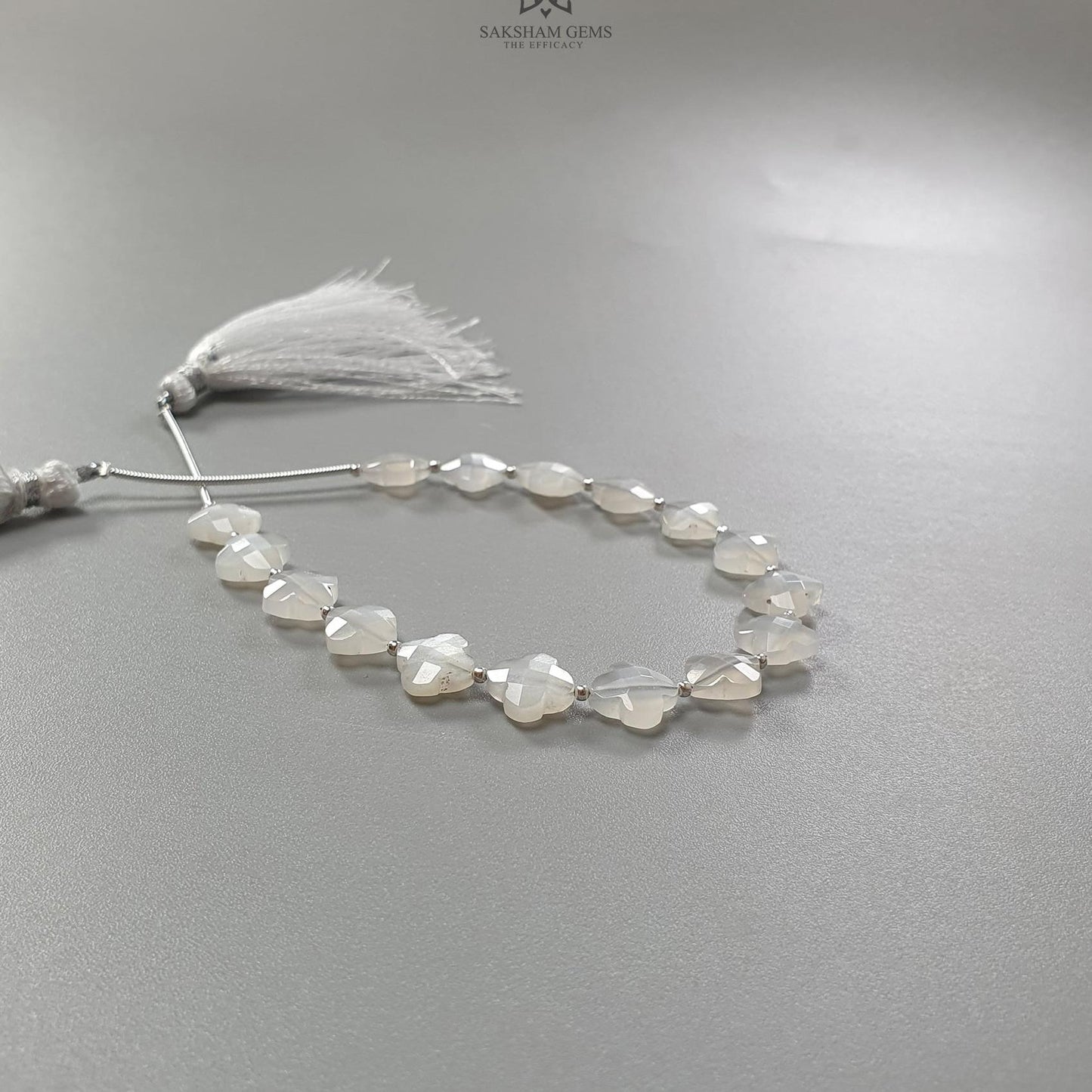 White Moonstone Faceted Loose Beads: 32.30cts Natural Moonstone Gemstone Fancy Both Side Checker Cut Beads For Jewelry 8mm 6.70"