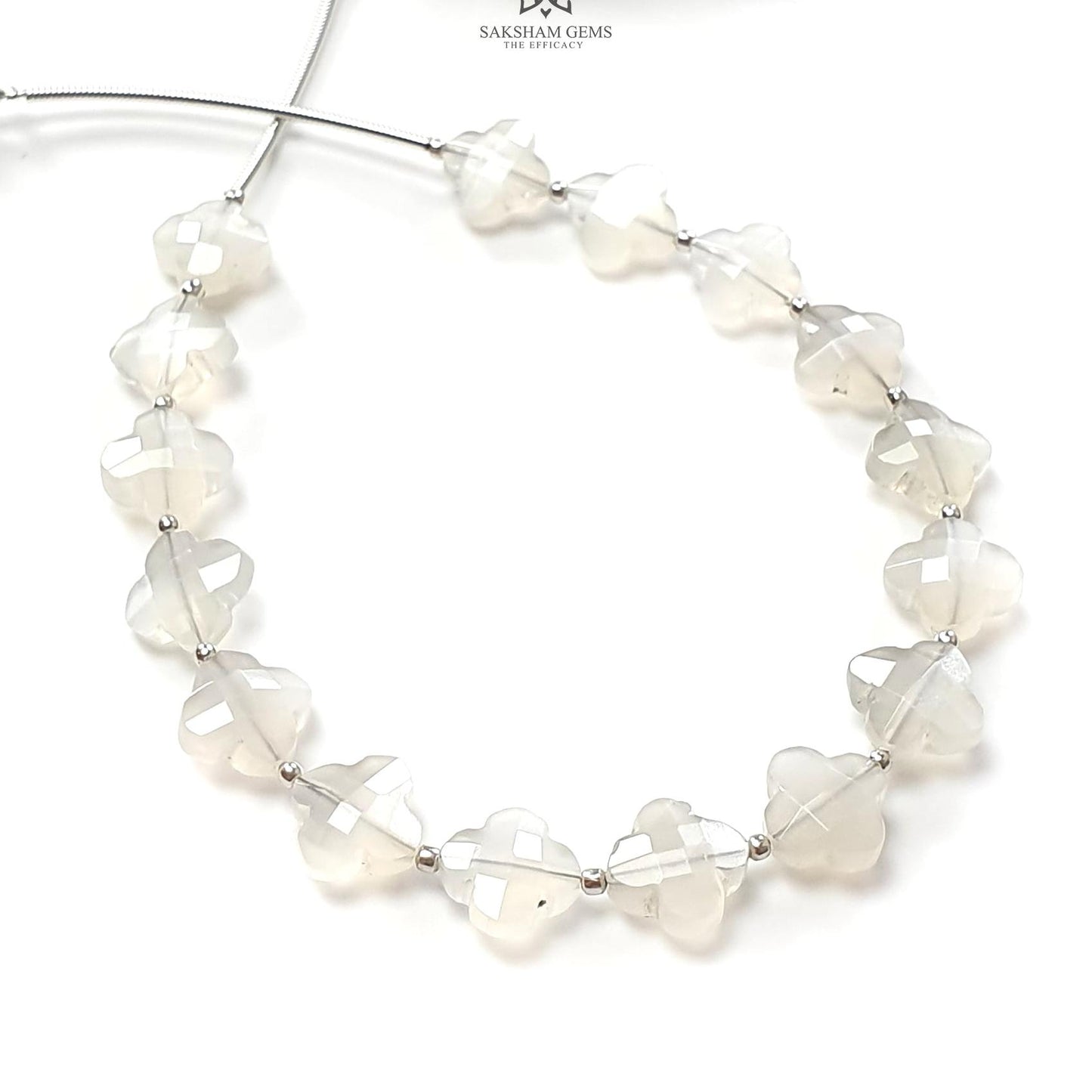 White Moonstone Faceted Loose Beads: 36.60cts Natural Moonstone Gemstone Fancy Both Side Checker Cut Beads For Jewelry 8mm 6.70"