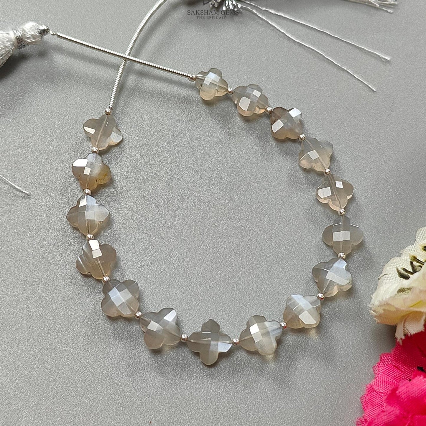 White Moonstone Faceted Loose Beads: 31.60cts Natural Moonstone Gemstone Fancy Both Side Checker Cut Beads For Jewelry 8mm 6.70"