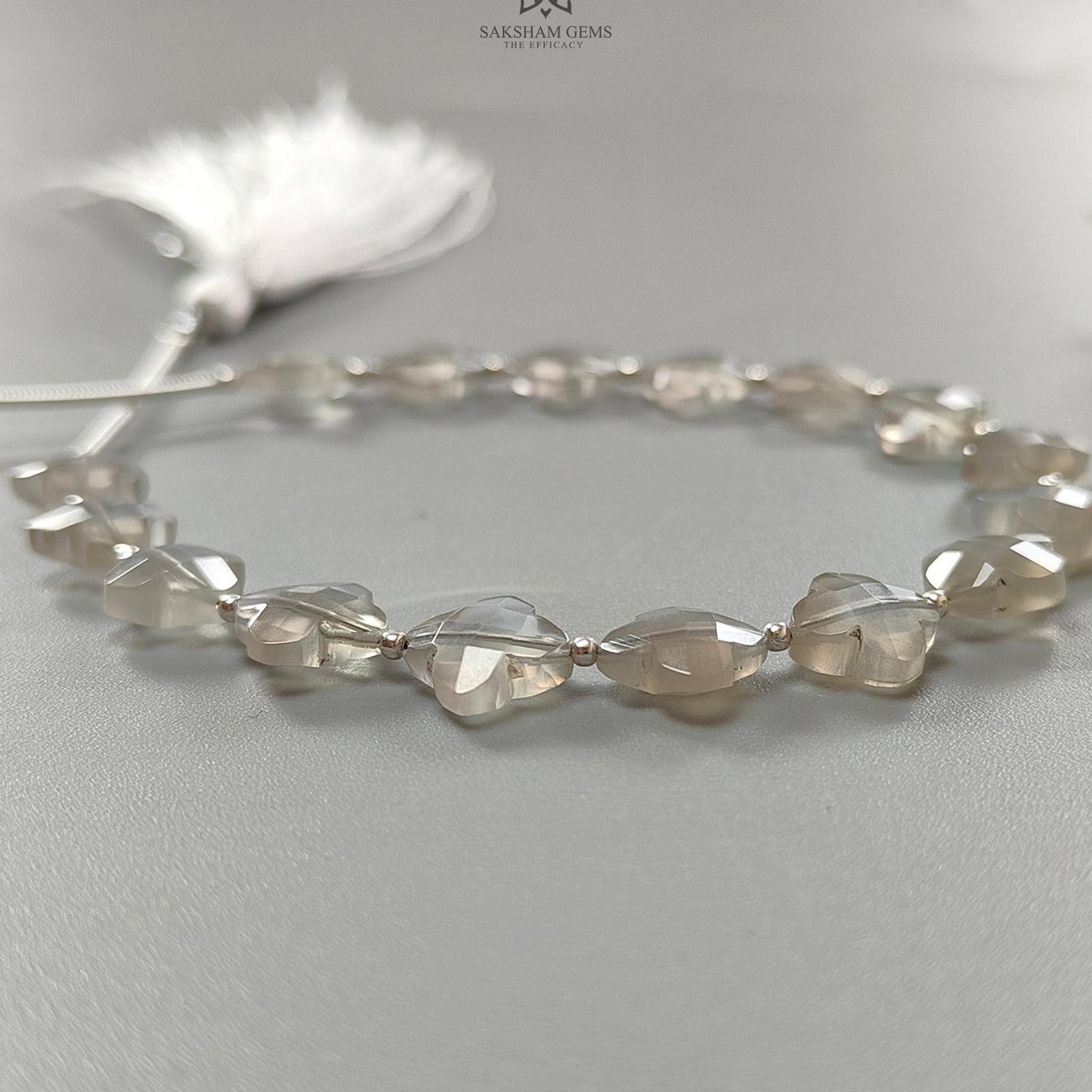 White Moonstone Faceted Loose Beads: 34.10cts Natural Moonstone Gemstone Fancy Both Side Checker Cut Beads For Jewelry 8mm 6.70"