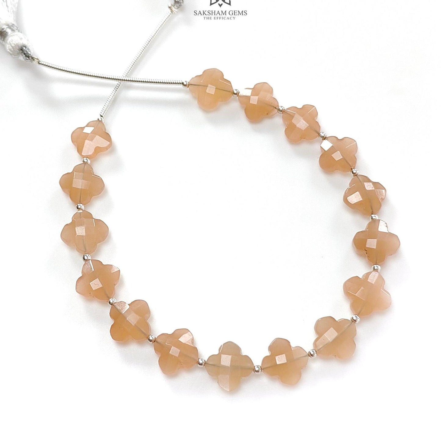 Peach Moonstone Faceted Loose Beads: 33.60cts Natural Moonstone Gemstone Fancy Both Side Checker Cut Beads For Jewelry 8mm 6.70"